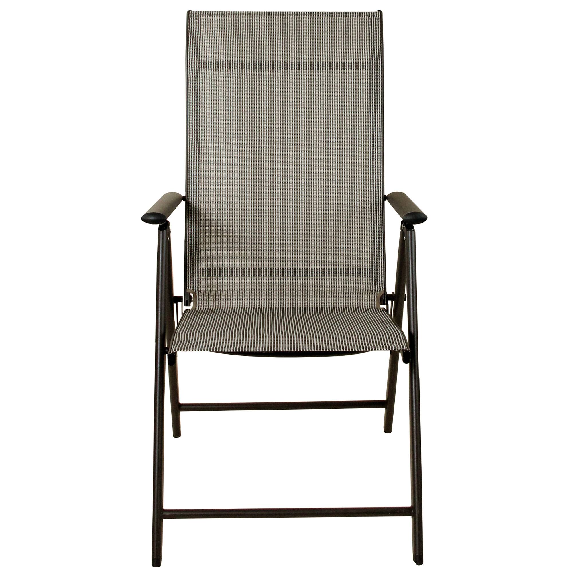 40" Brown Steel and Mesh Foldable Reclining Patio Arm Chair