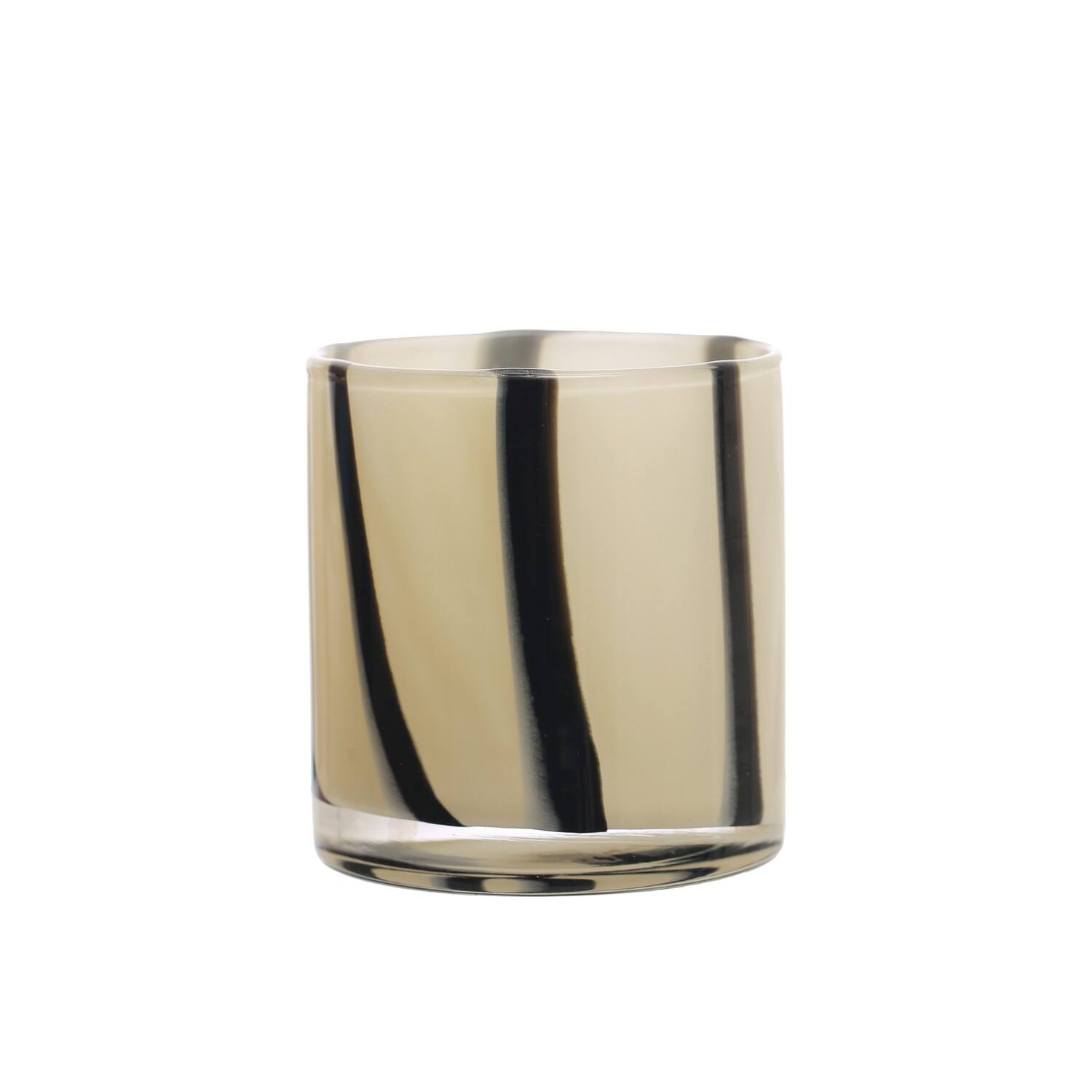 4&#x22; Striped Glass Votive Candle Holder
