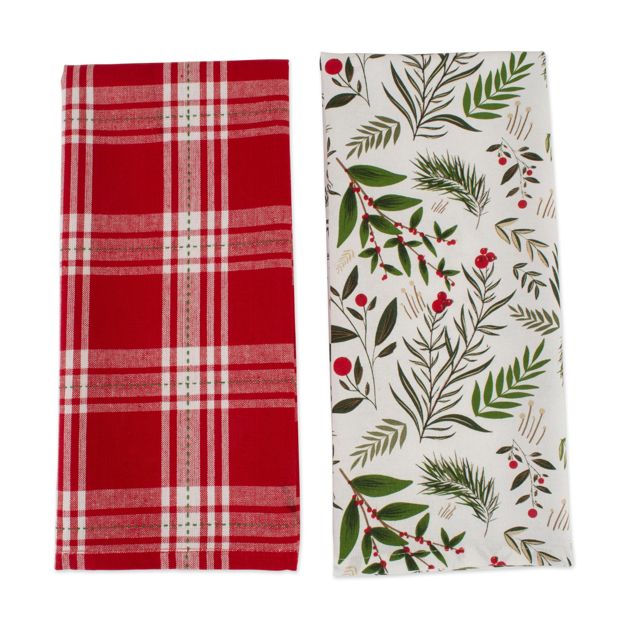 DII&#xAE; Boughs Of Holly Dishtowel Set