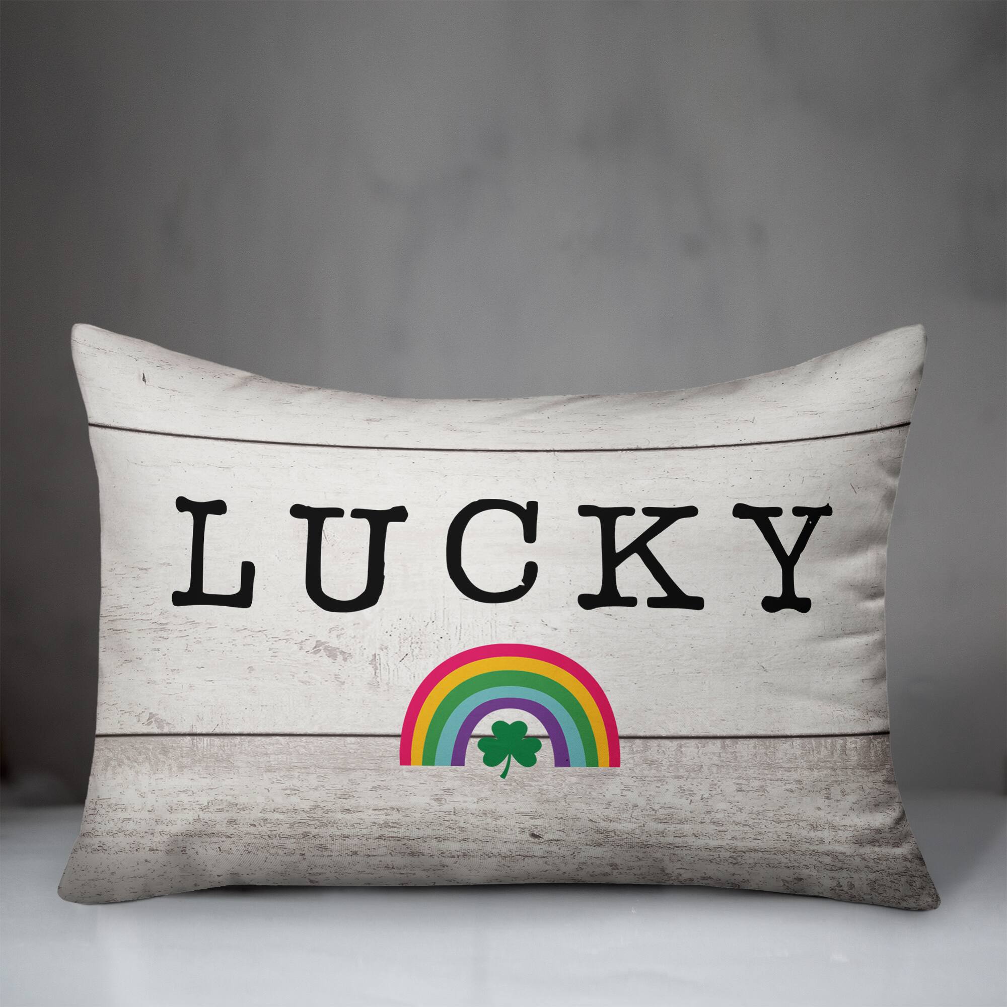 Lucky Wood Slats Rainbow 14&#x22; x 20&#x22; Throw Pillow