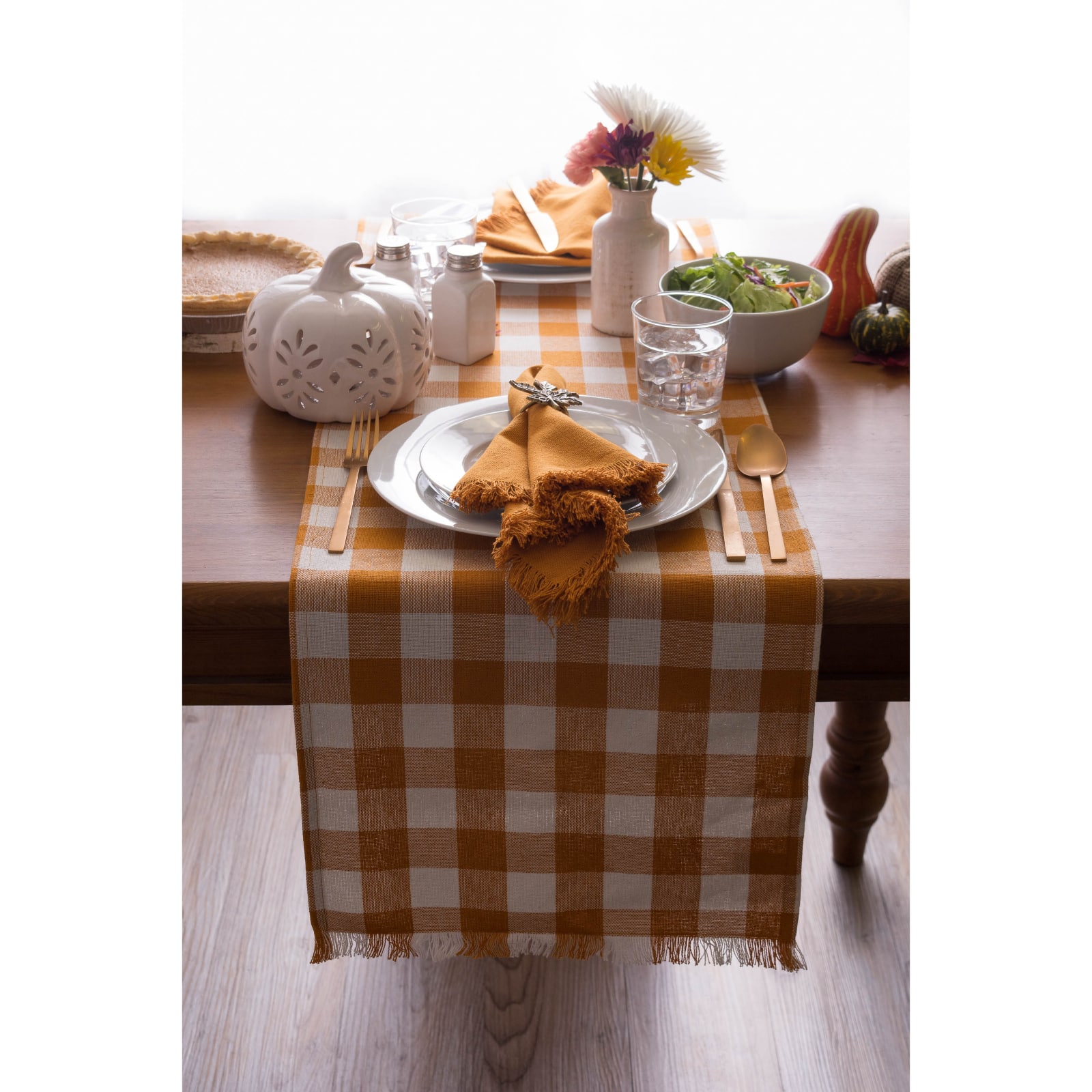 DII&#xAE; 72&#x22; Heavyweight Check Fringed Table Runner