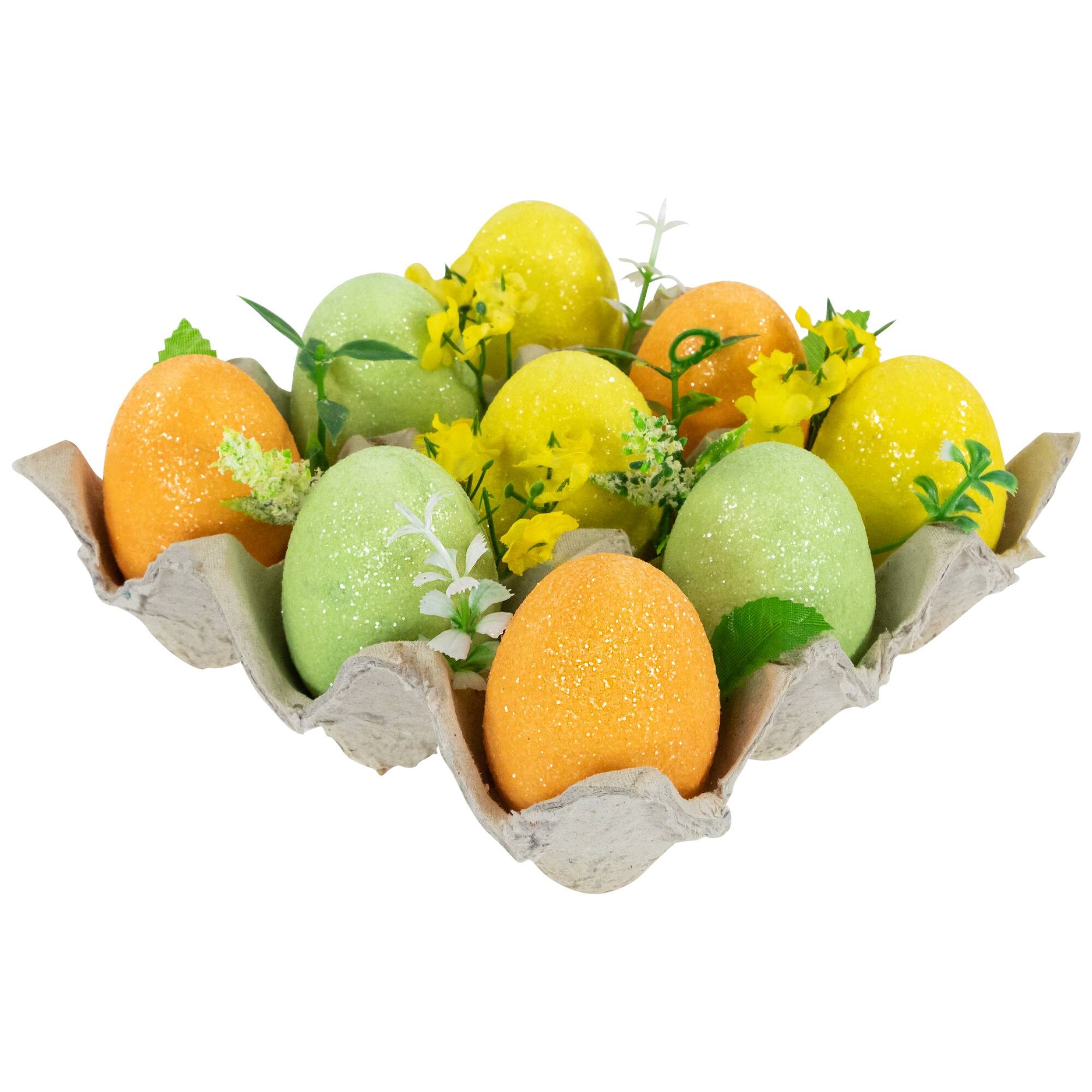 6.25" Glittered Easter Eggs with Carton Decoration