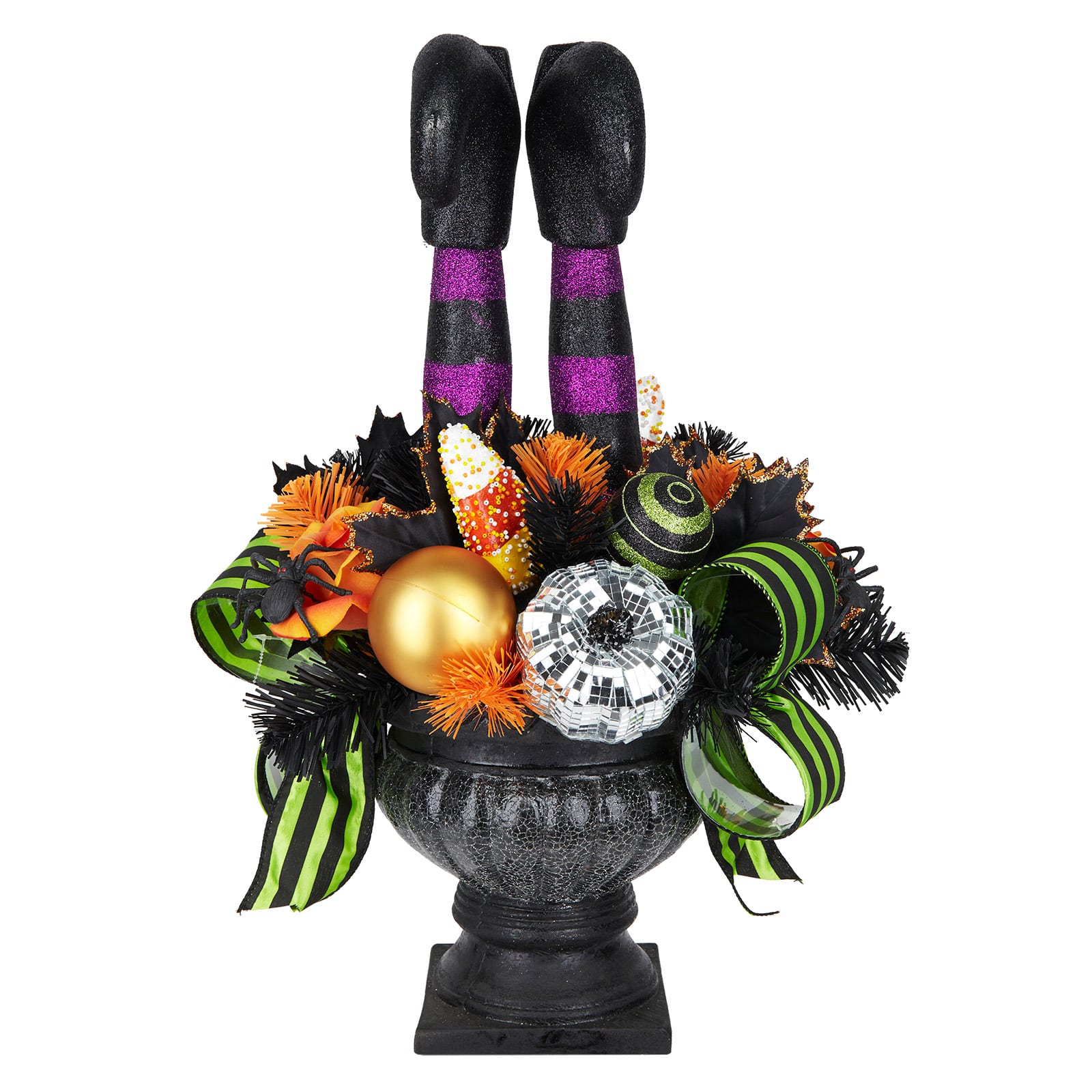22.5&#x22; Black, Orange &#x26; Purple Witch Legs in Urn Tabletop D&#xE9;cor by Ashland&#xAE;