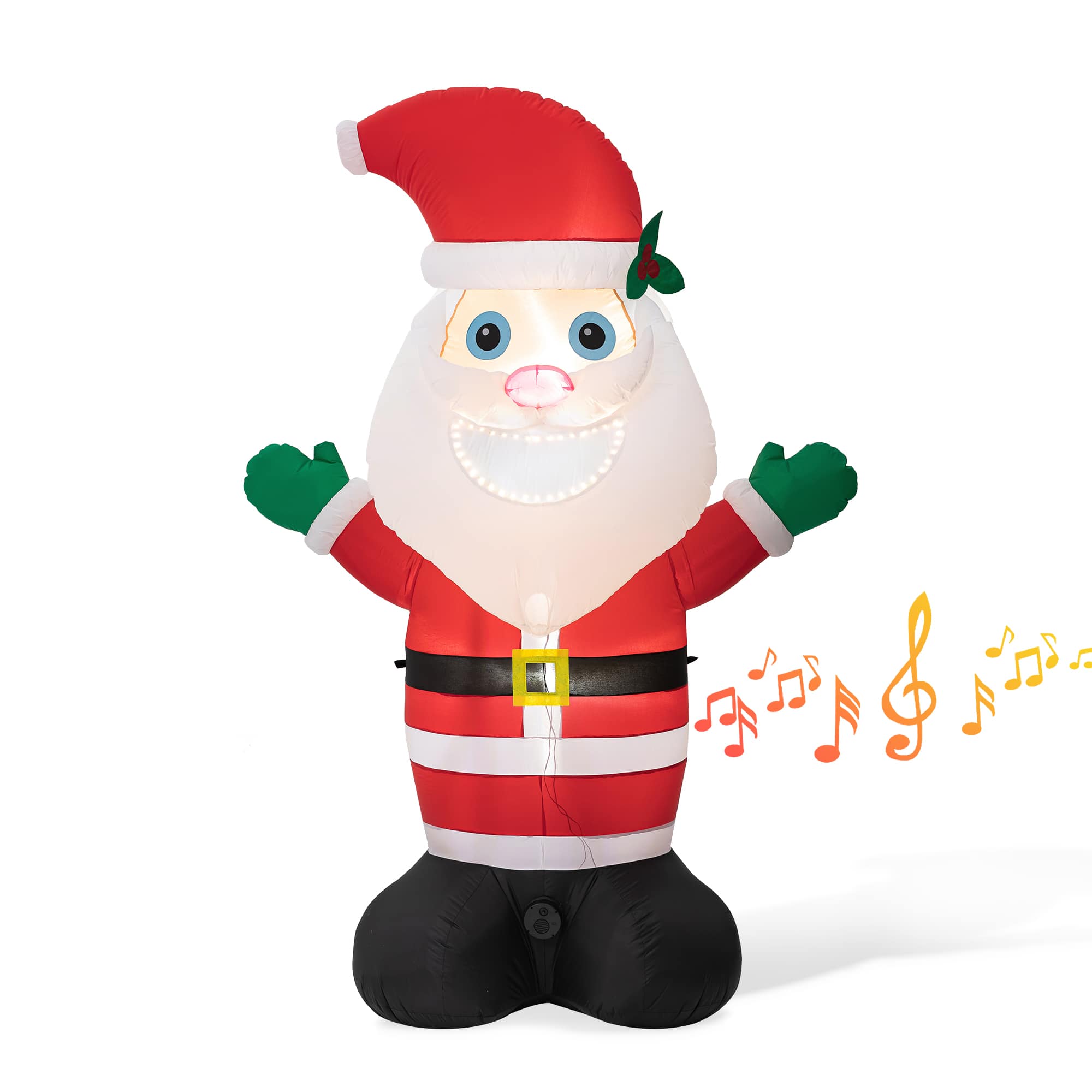 Glitzhome&#xAE; 8ft. LED Lighted Musical Santa Inflatable D&#xE9;cor