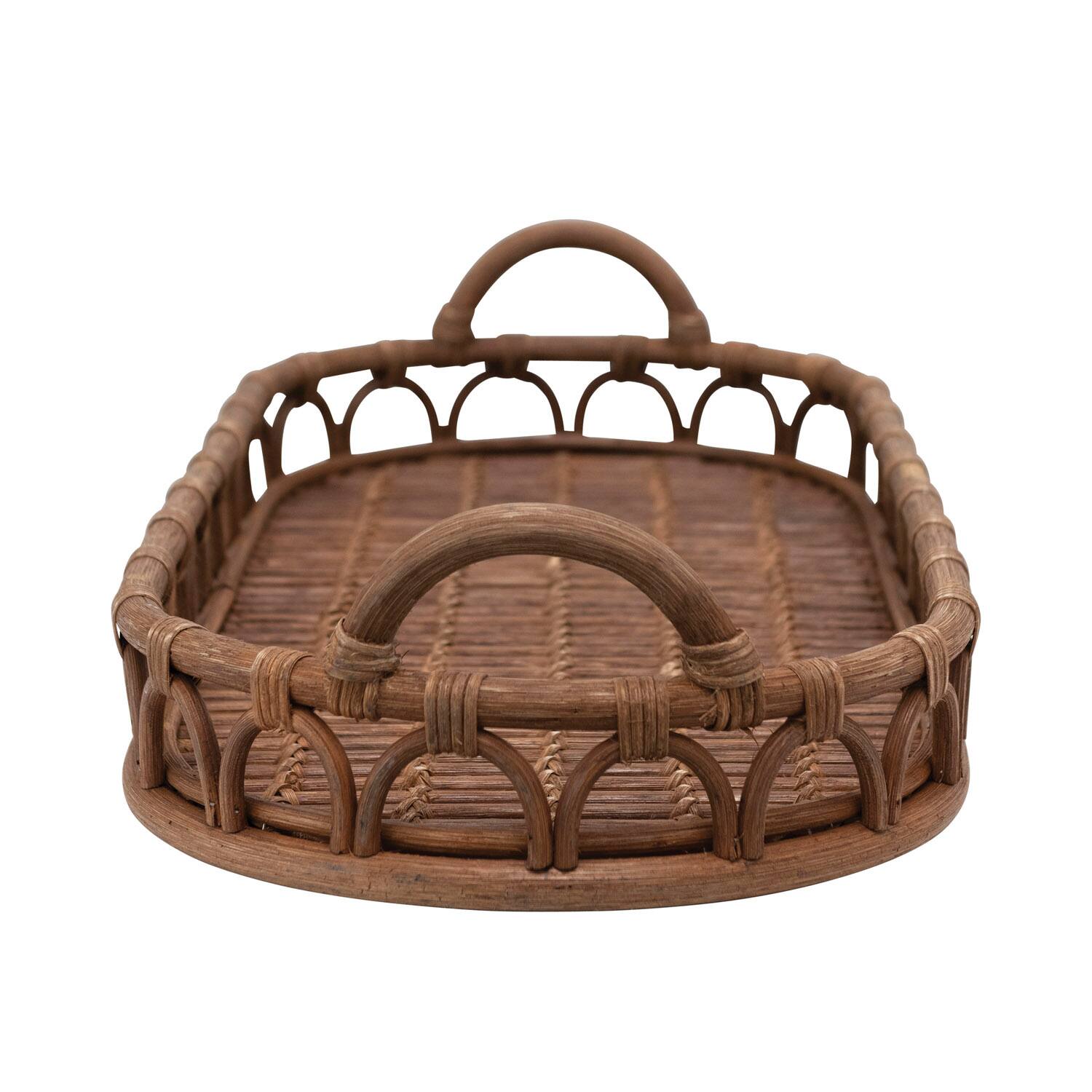 Hello Honey® Hand-Woven Rattan Tray with Handles