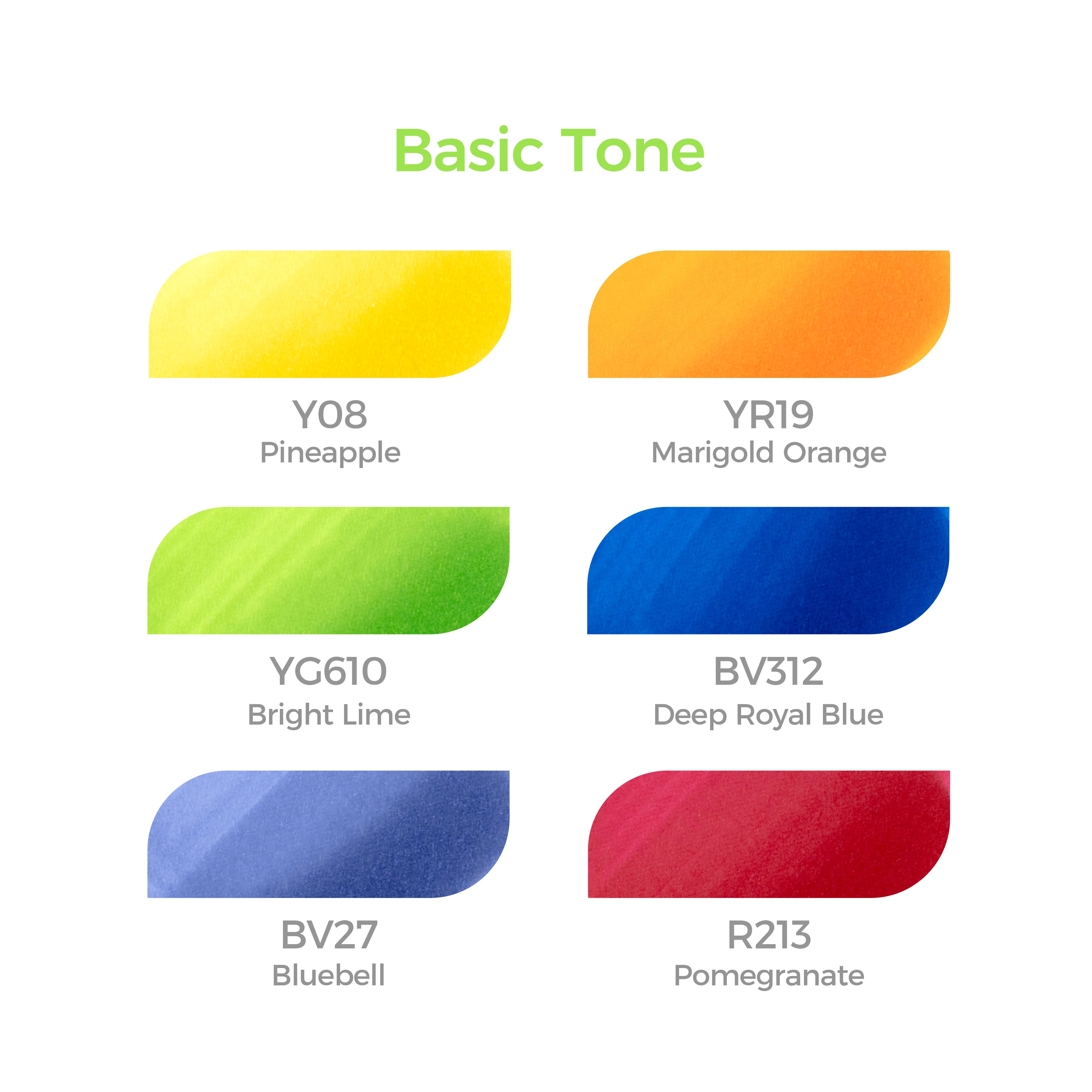 Ohuhu&#xAE; Oahu 6 Colour Primary Alcohol Marker Set