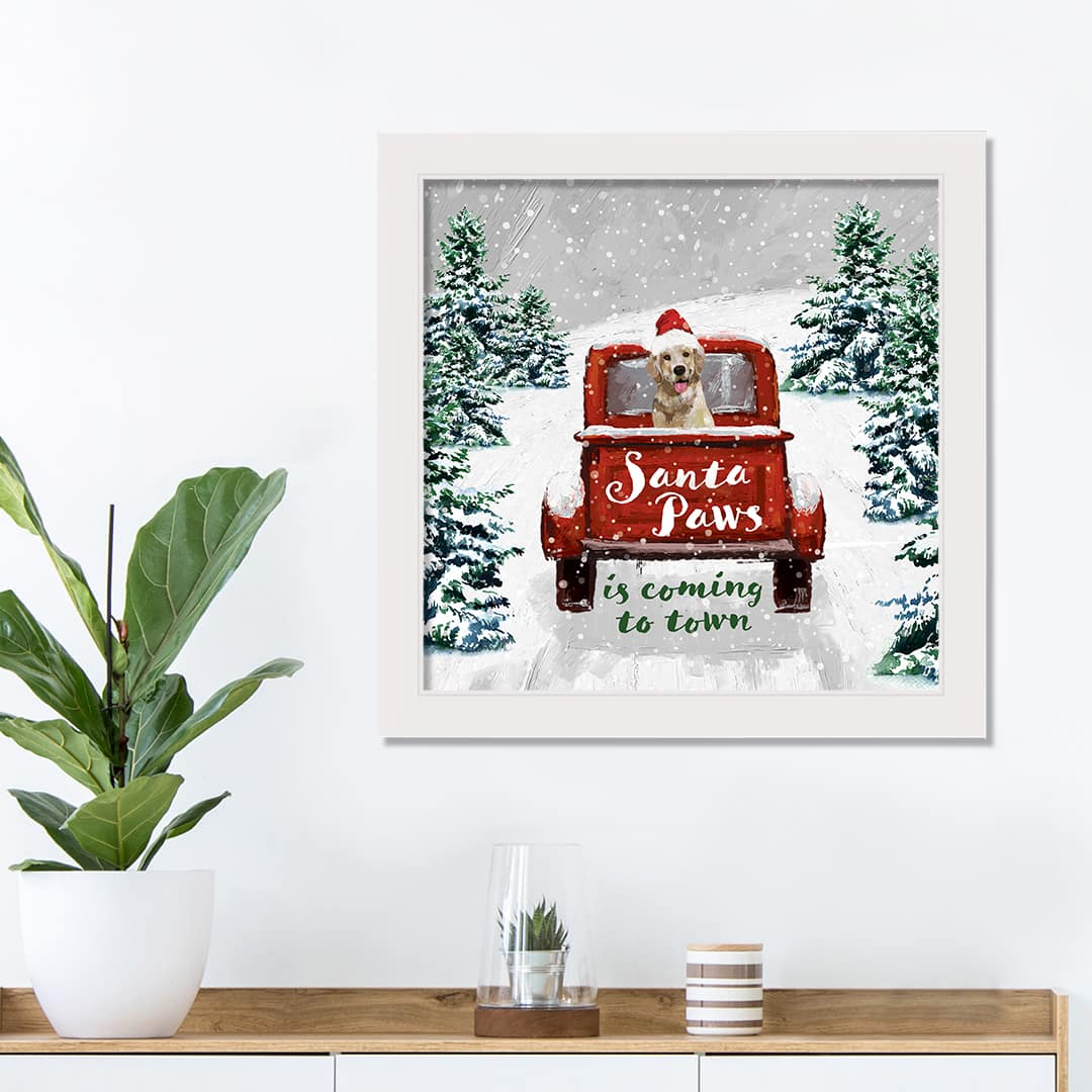 Santa Paws in Coming to Town Framed Canvas Wall Art