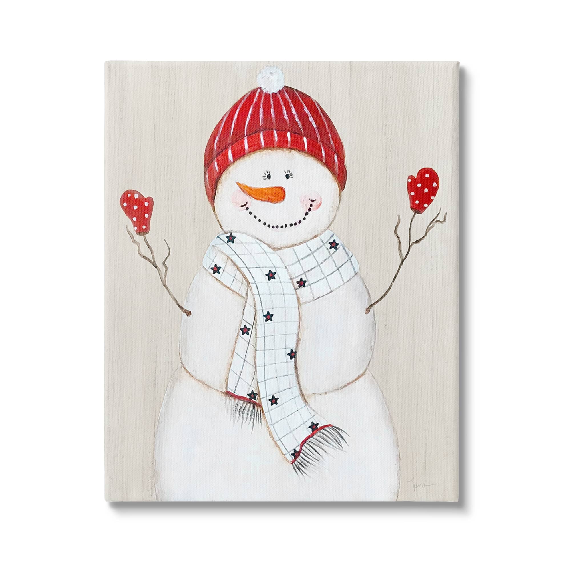 Stupell Industries 36" x 48" Seasonal Smiling Snowman Canvas Wall Art