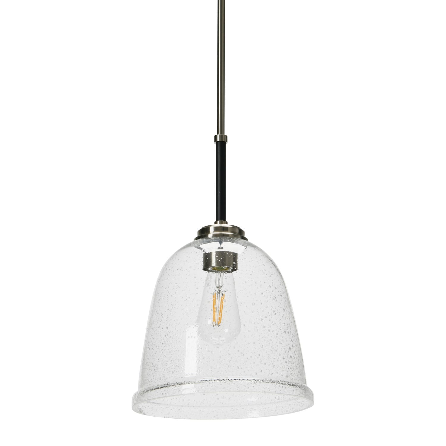 Hello Honey® Robert Stevenson Lighting Landry 11" Black & Nickel Seedy Glass & Metal Ceiling Light