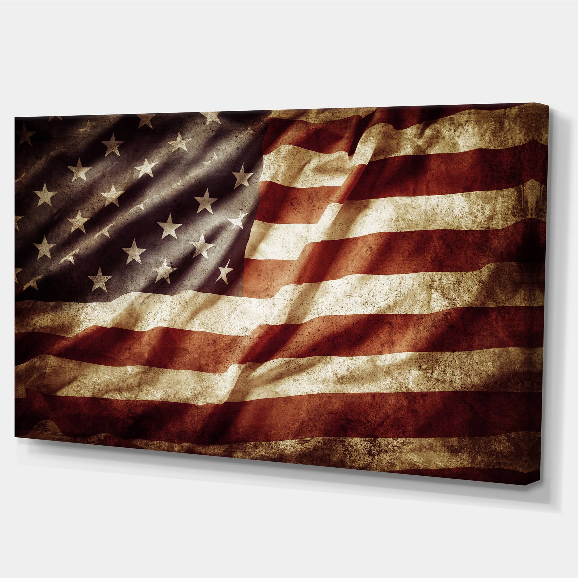 Designart - American Flag - Contemporary Canvas Art Print