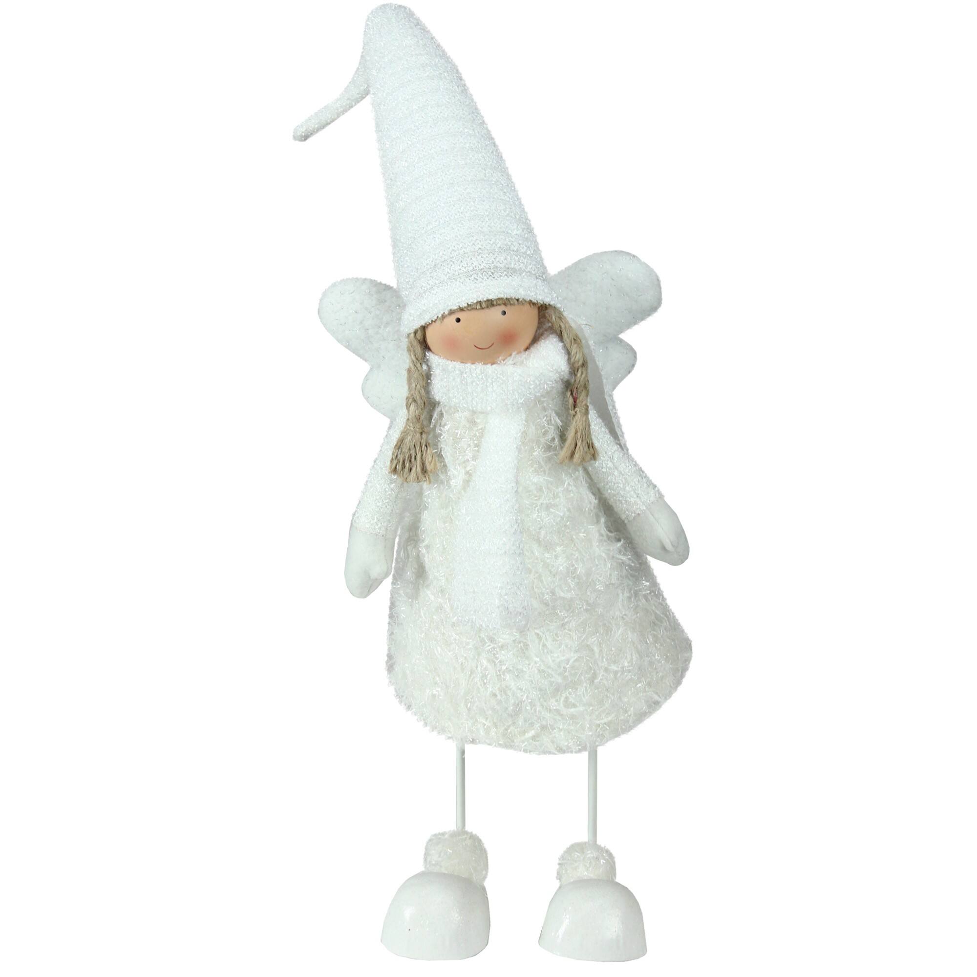 27&#x22; White Bobble Girl Angel Christmas Tabletop Figurine