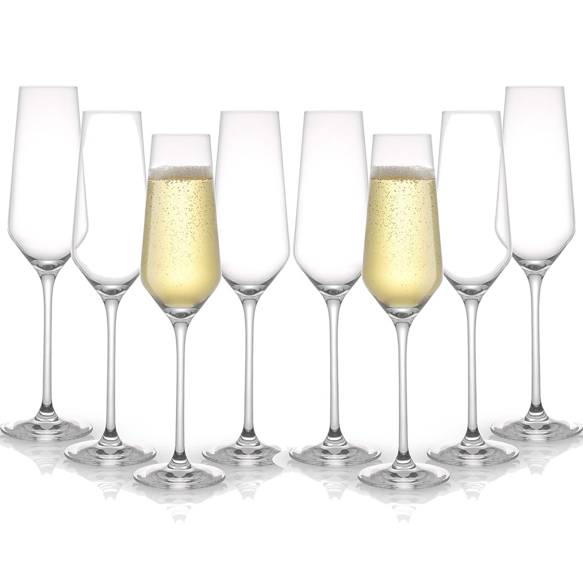 JoyJolt Set of 4 6.7oz Layla Crystal Champagne Glasses ,Clear