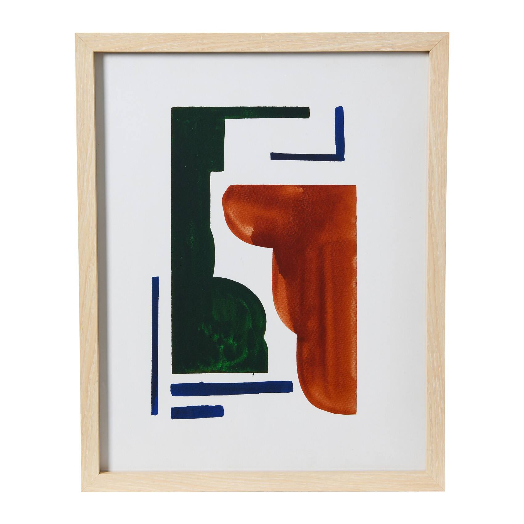 Hello Honey® Abstract Geometric Print with Natural Solid Wood Frame