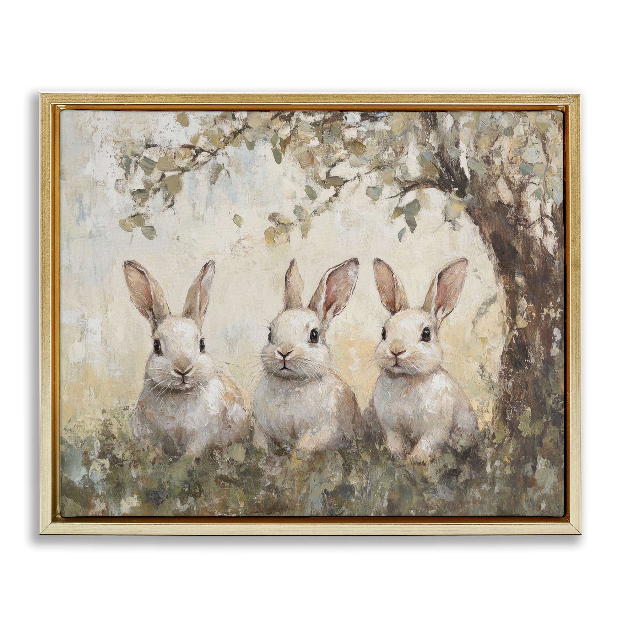 Stupell Industries Fairytale Bunnies Under Tree Floating Frame Wall Art