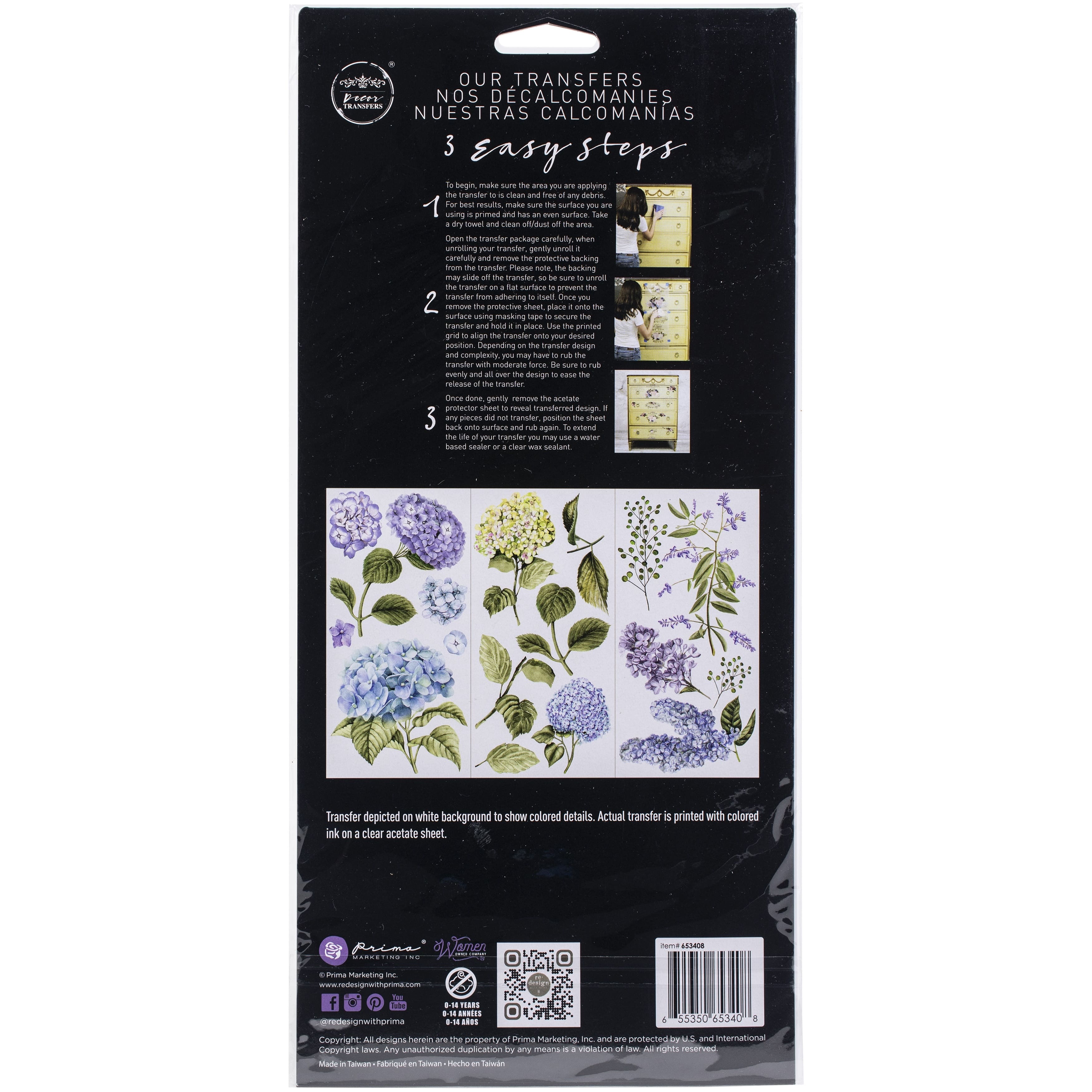 Prima® Re-Design Mystic Hydrangeas Décor Transfers