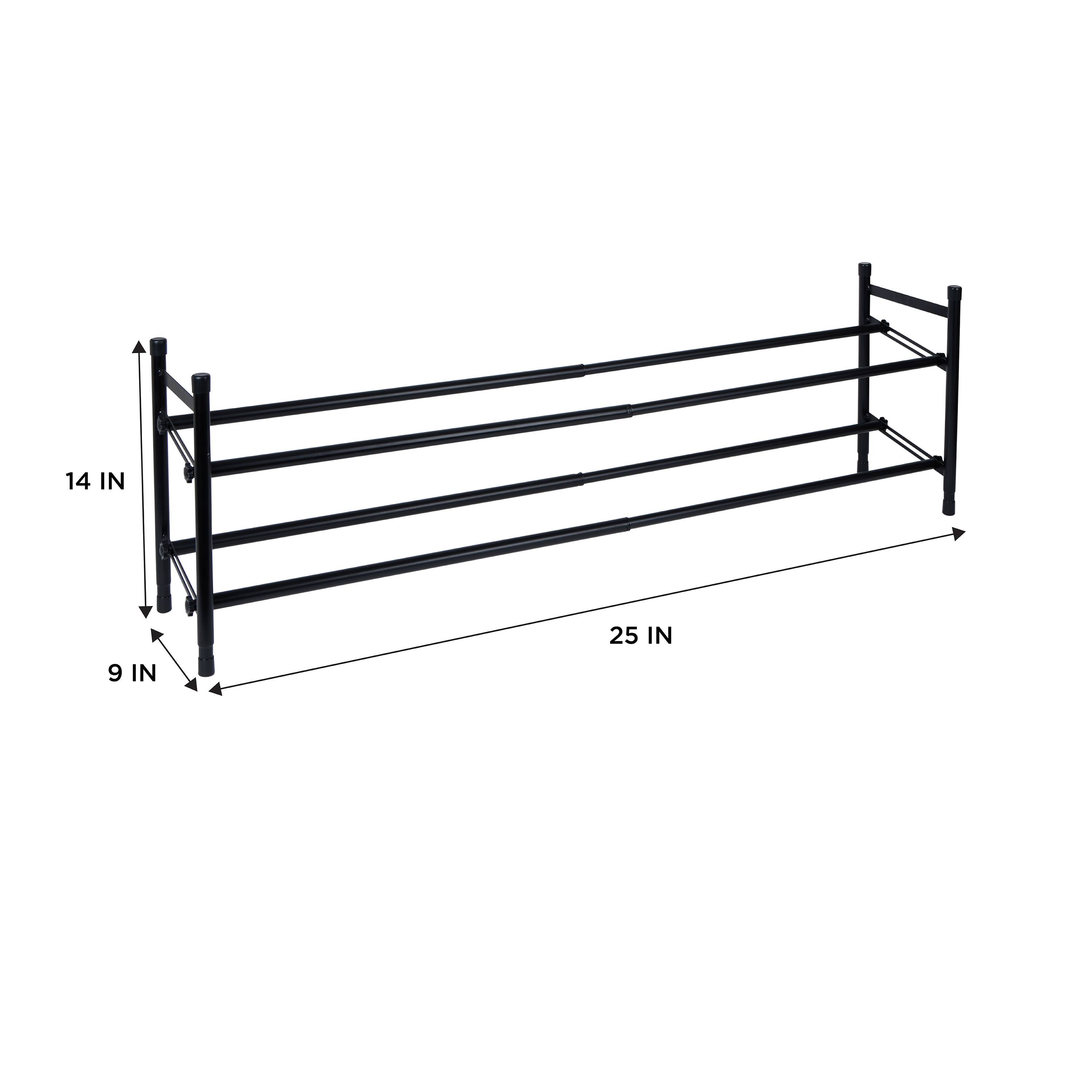 Organize It All Black 25" 2 Tier Expandable Shoe Rack