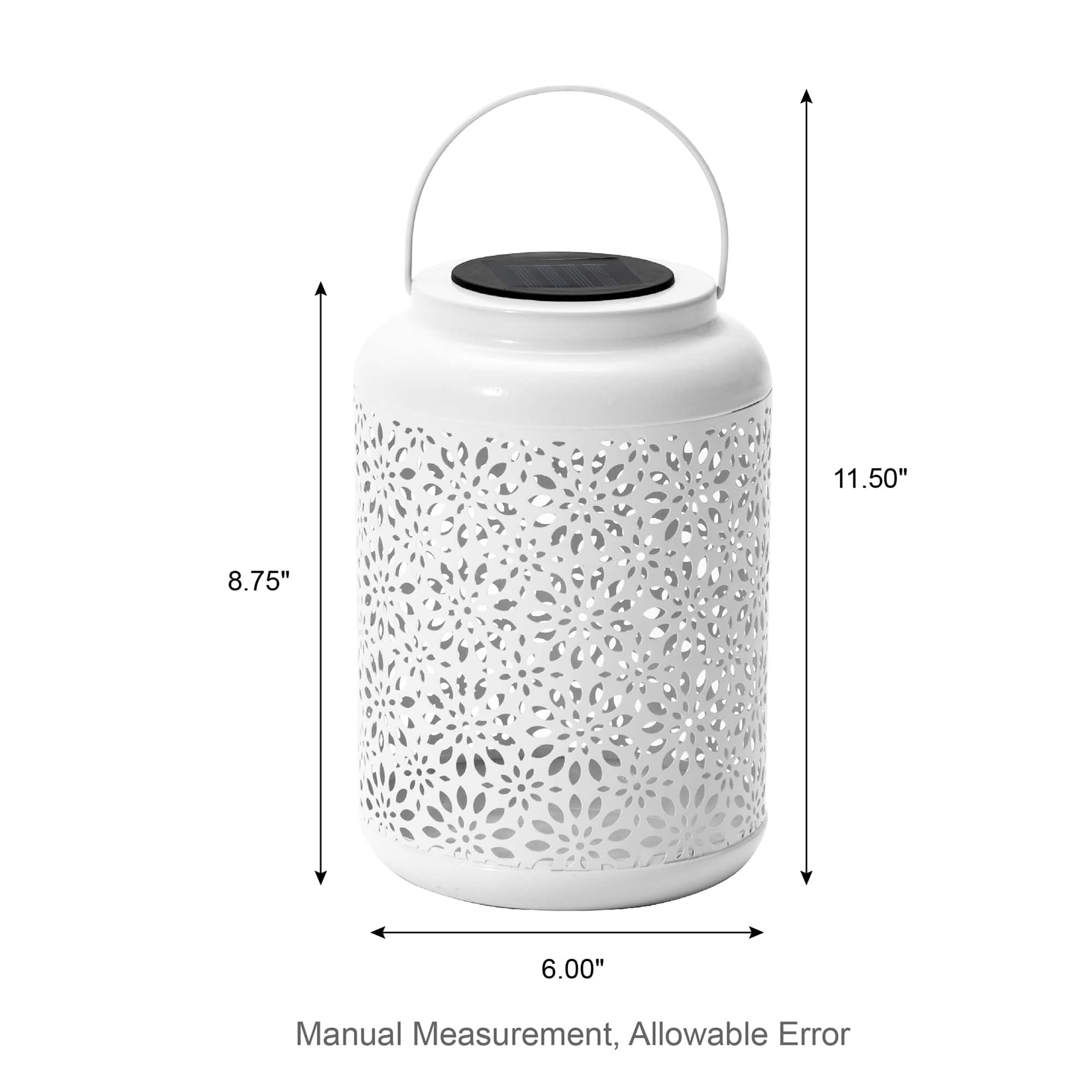 Glitzhome® 8.5" Flower Cutout Solar Powered Hanging Lantern