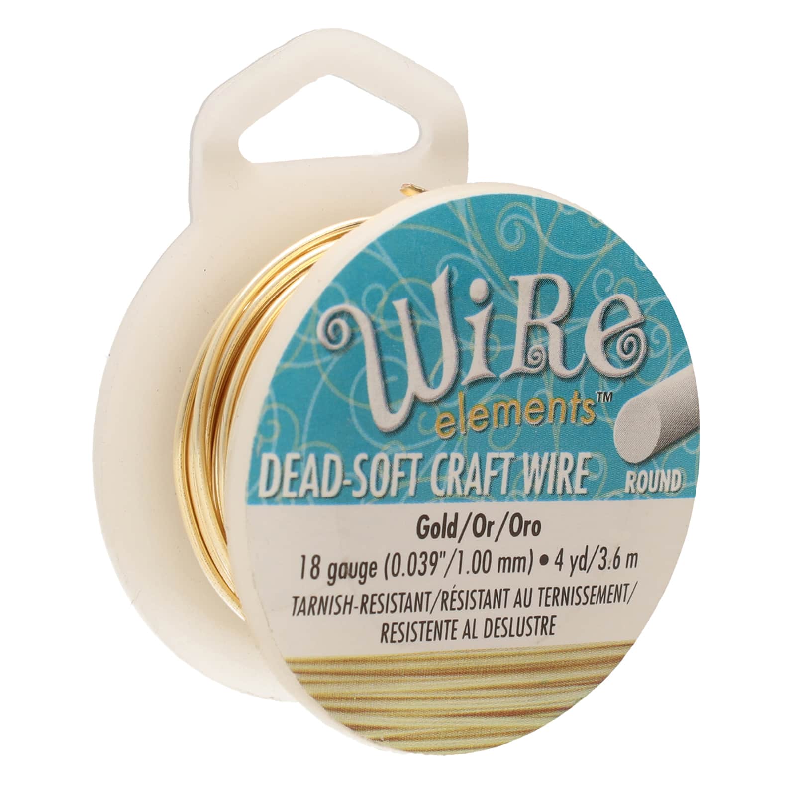 Wire Elements, Tarnish Resistant Gold Color Copper Wire, 18 Gauge