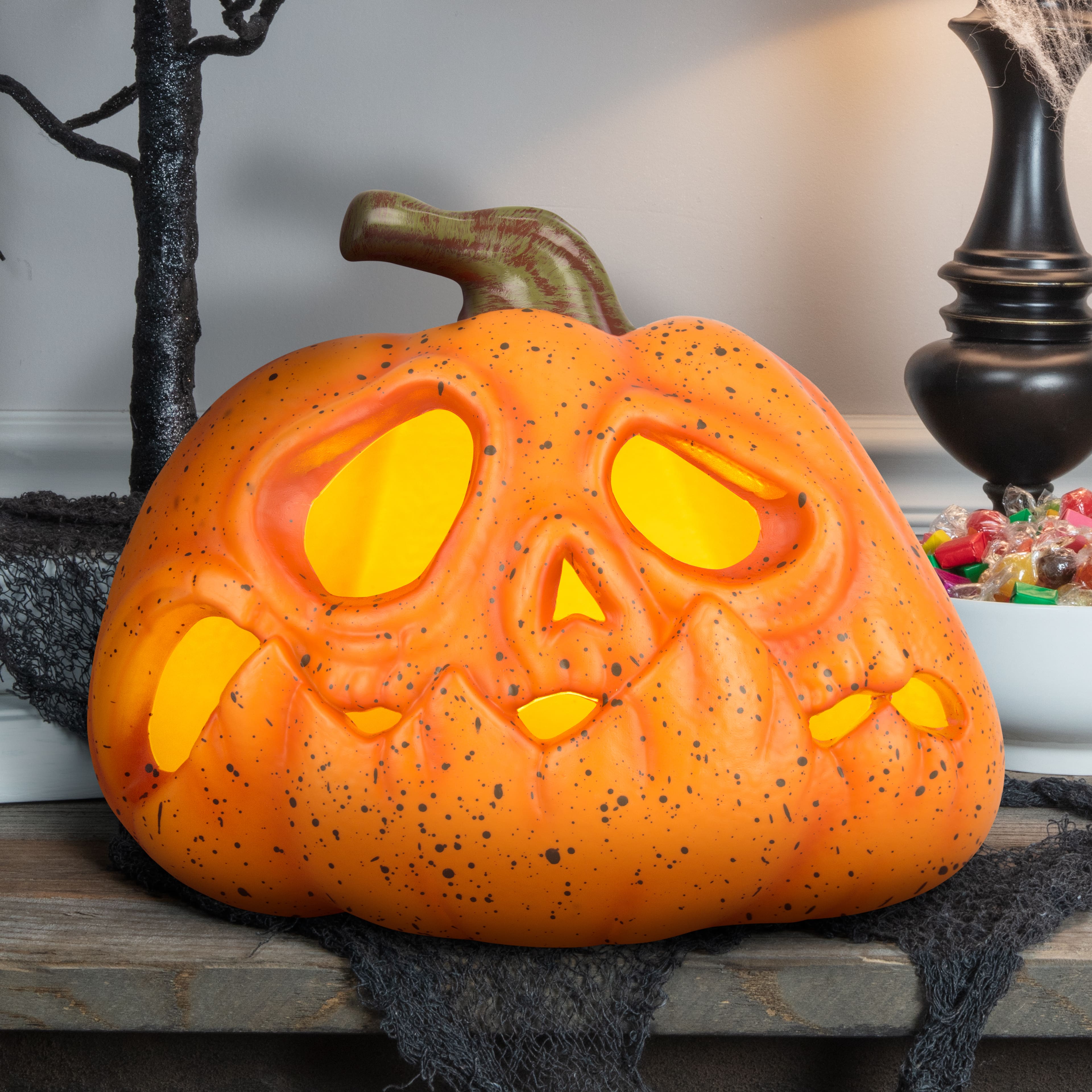 9&#x22; Orange LED Light Up Jack-O&#x27;-Lantern Blow Mold by Ashland&#xAE;