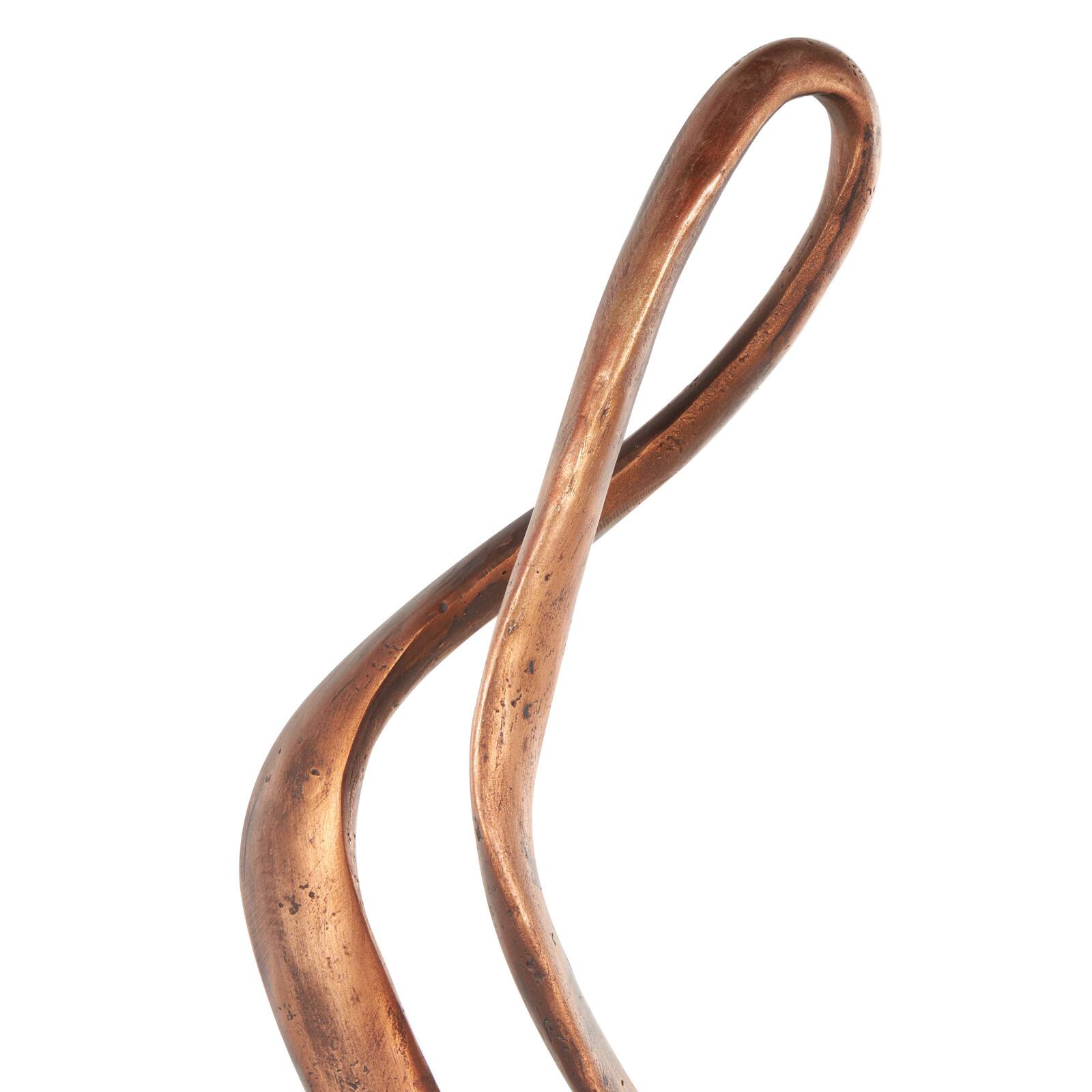 27.5" Bronze Polystone Abstract Decorative Sculpture with Rectangle Black Base