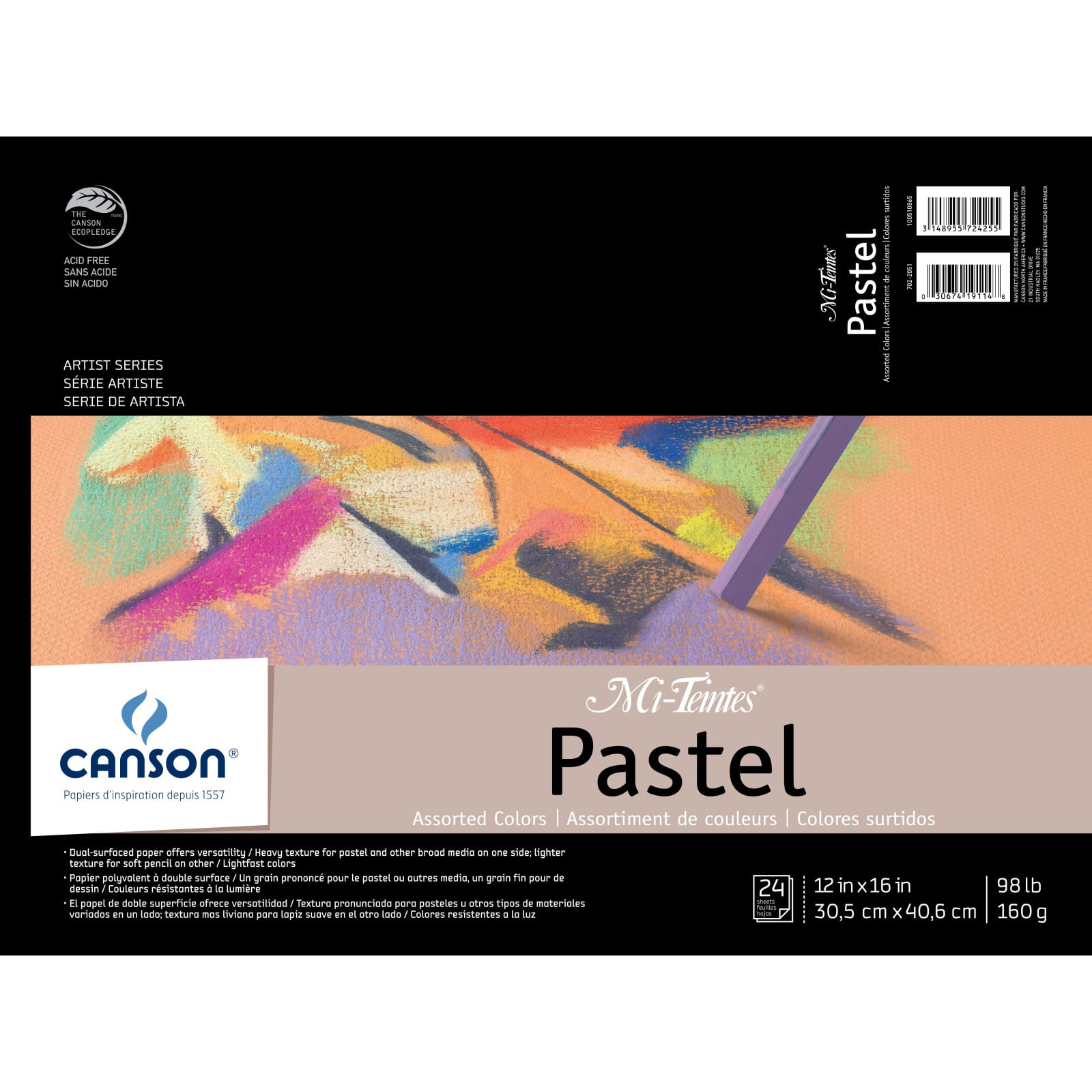 Canson&#xAE; Mi-Teintes&#xAE; Assorted Colors Pastel Paper Pad, 12&#x22; x 18&#x22;