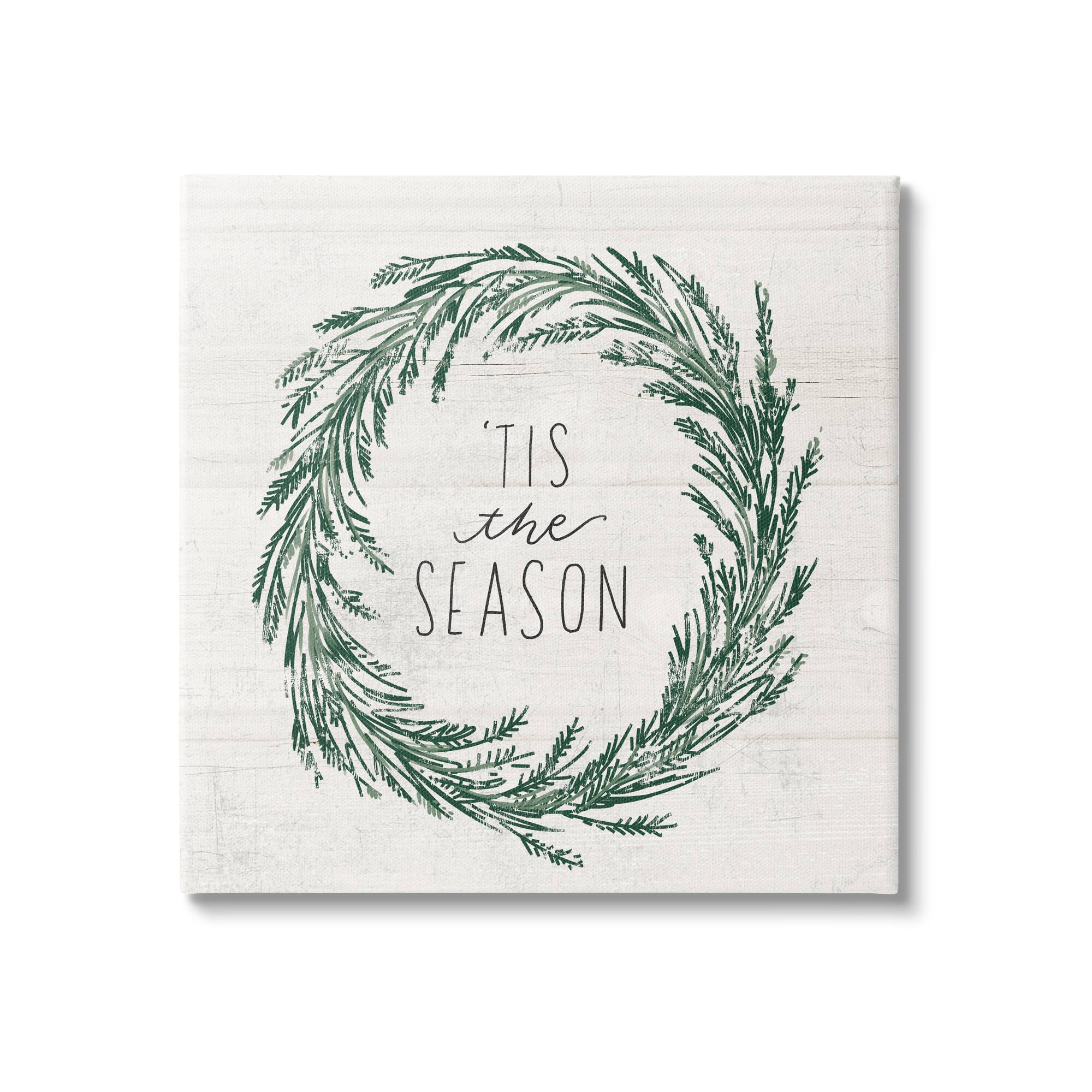 Stupell Industries Tis The Season Holiday Wreath Canvas Wall Art