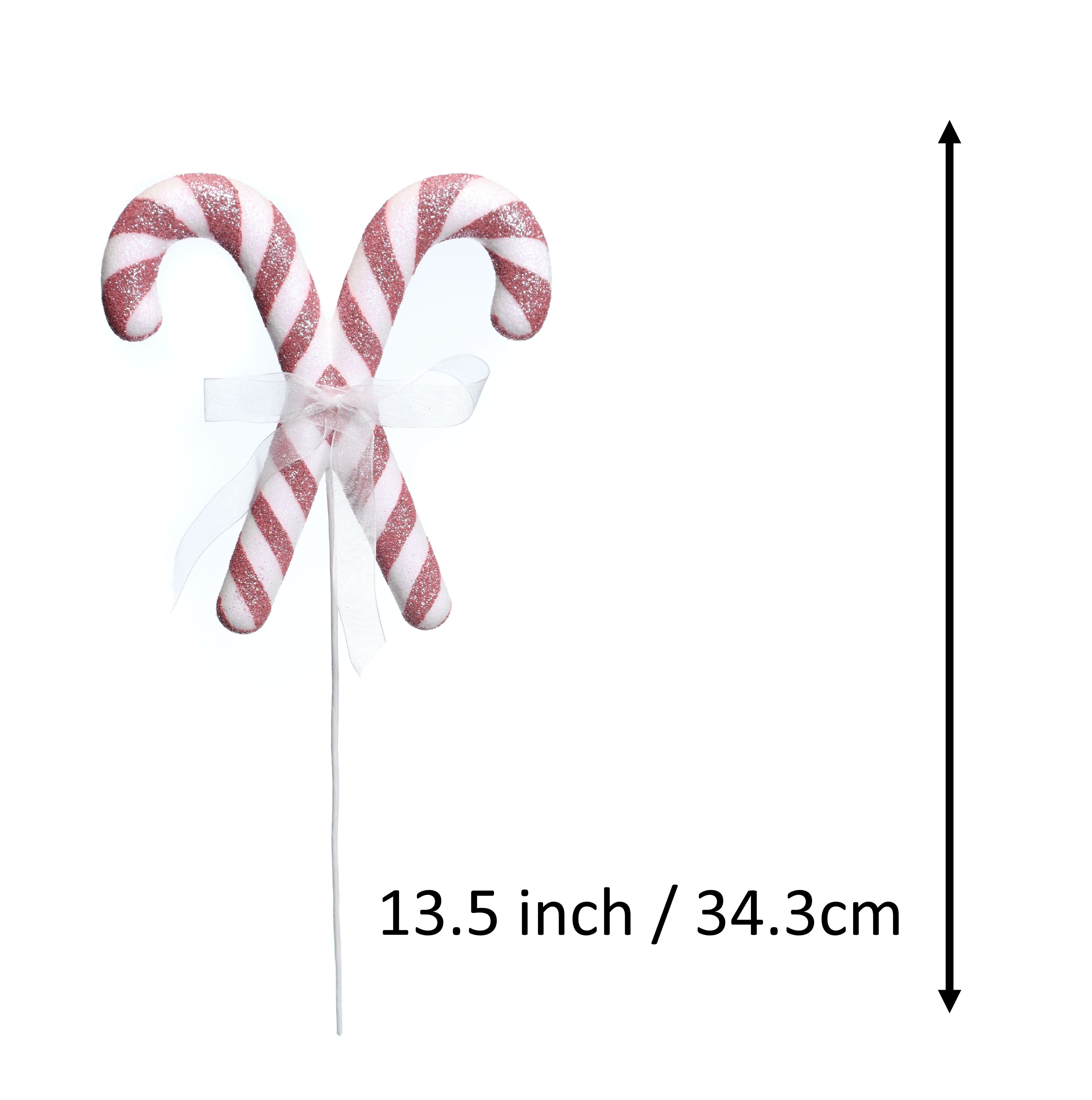 13.5&#x22; Pink &#x26; White Glitter Candy Cane Pick by Ashland&#xAE;