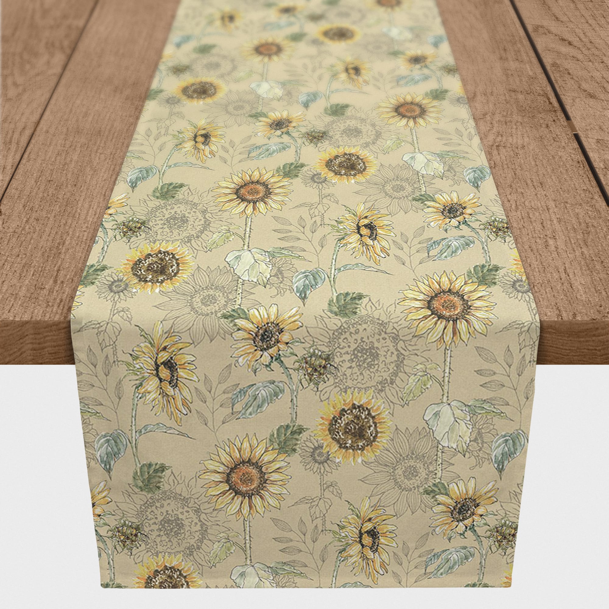 Sunflower Pattern Cotton Twill Runner