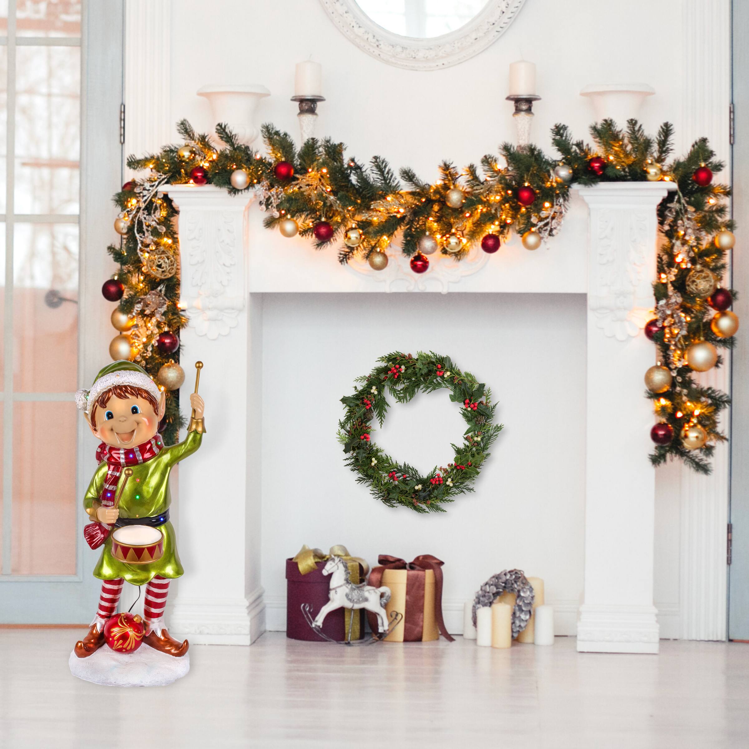 3ft. Pixie Elf with Drums 12 Multicolor UL LED Lights