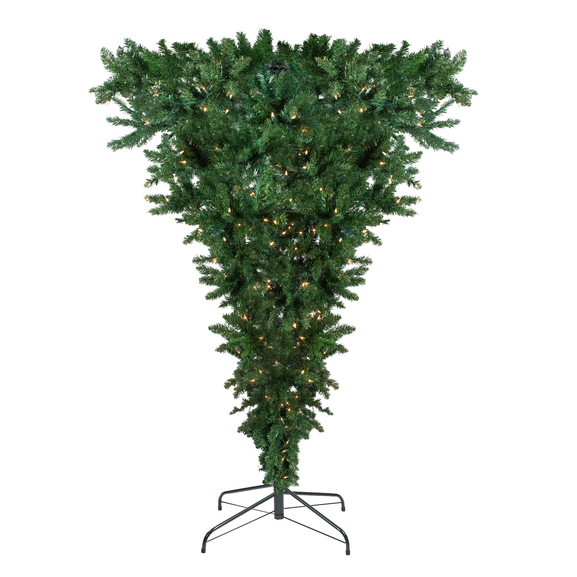 7.5ft. Pre-Lit Green Upside Down Spruce Artificial Christmas Tree, Clear Lights