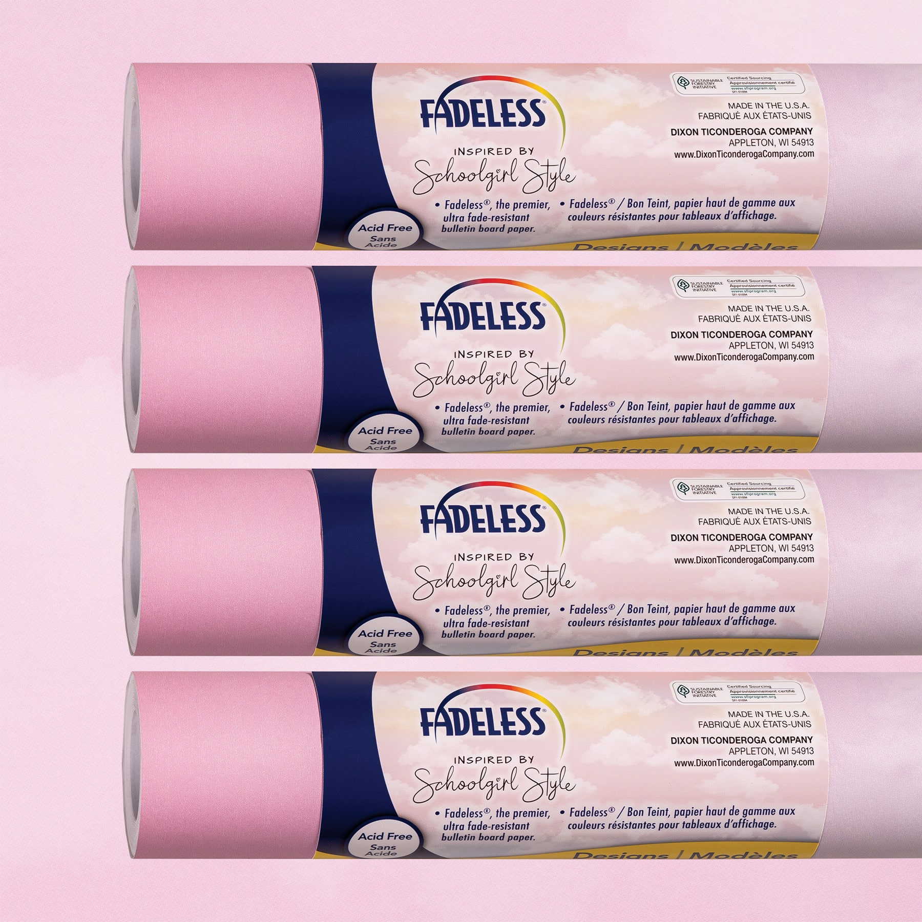 Fadeless® 48" x 12ft Schoolgirl Style Bulletin Board Paper Wildest Dreams, 4 Rolls