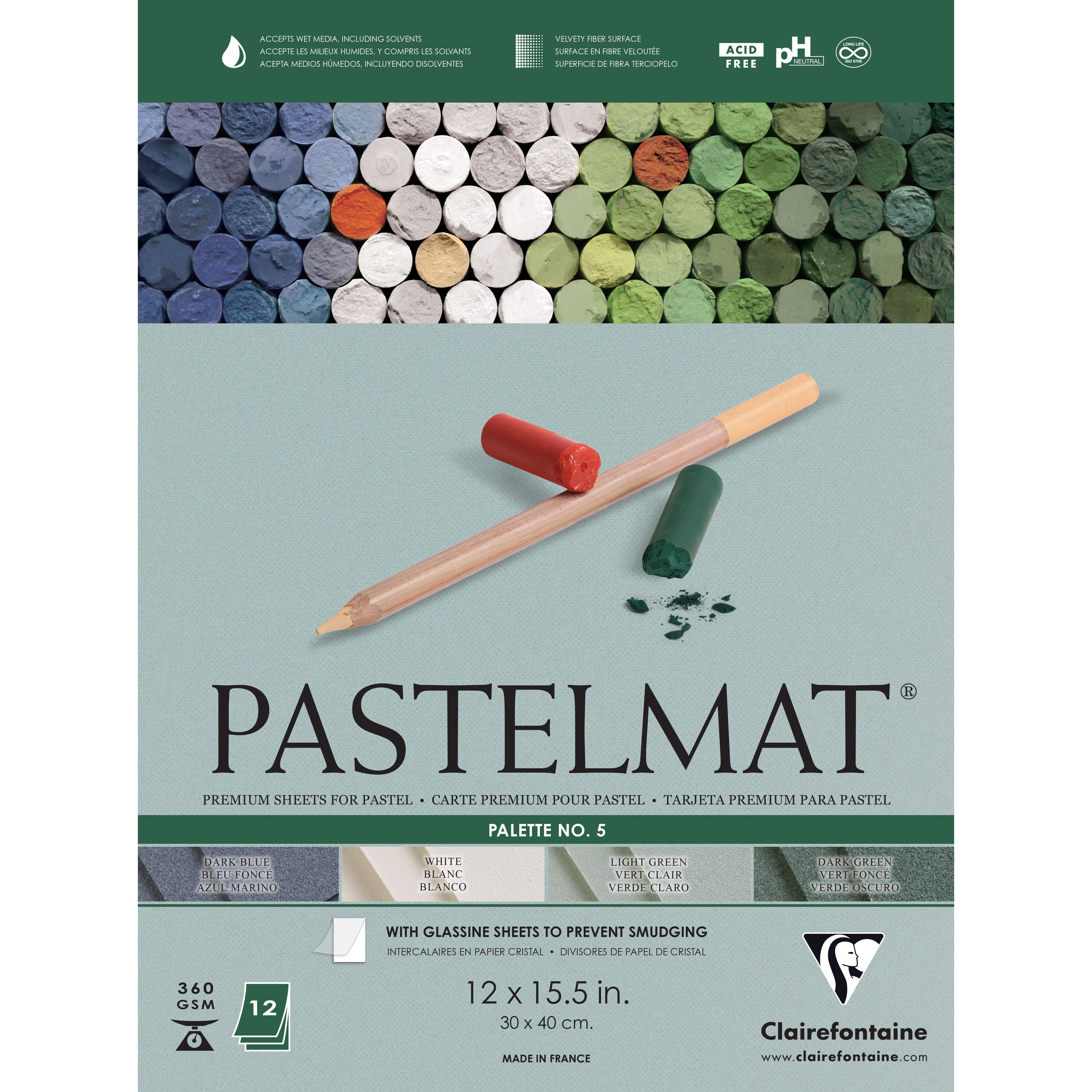 Clairefontaine Pastelmat Pad - White 360g 24x30cm 12 sheets