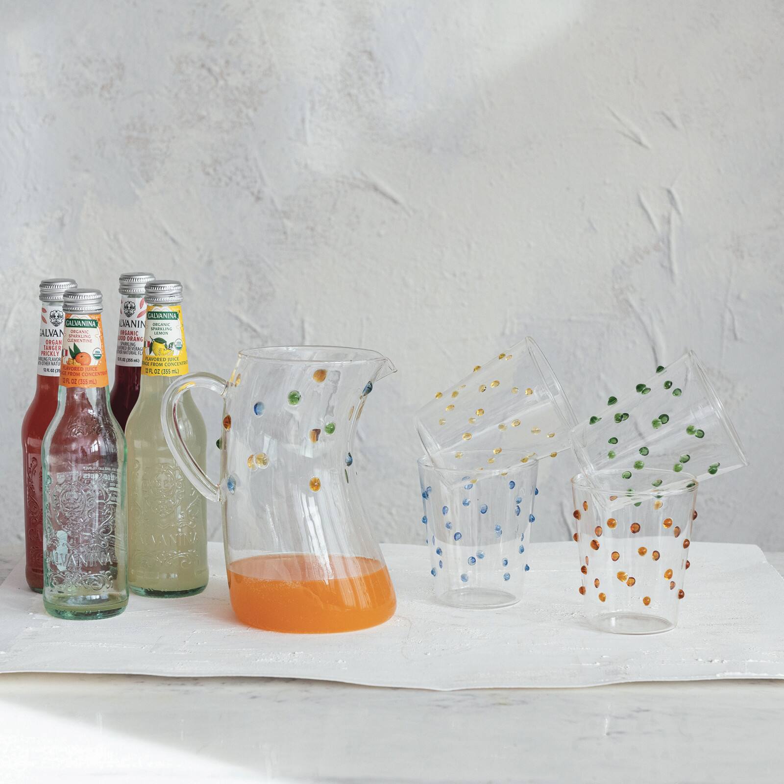Hello Honey 13oz. Multicolor Dotted Borosilicate Glassware Set, 4ct.