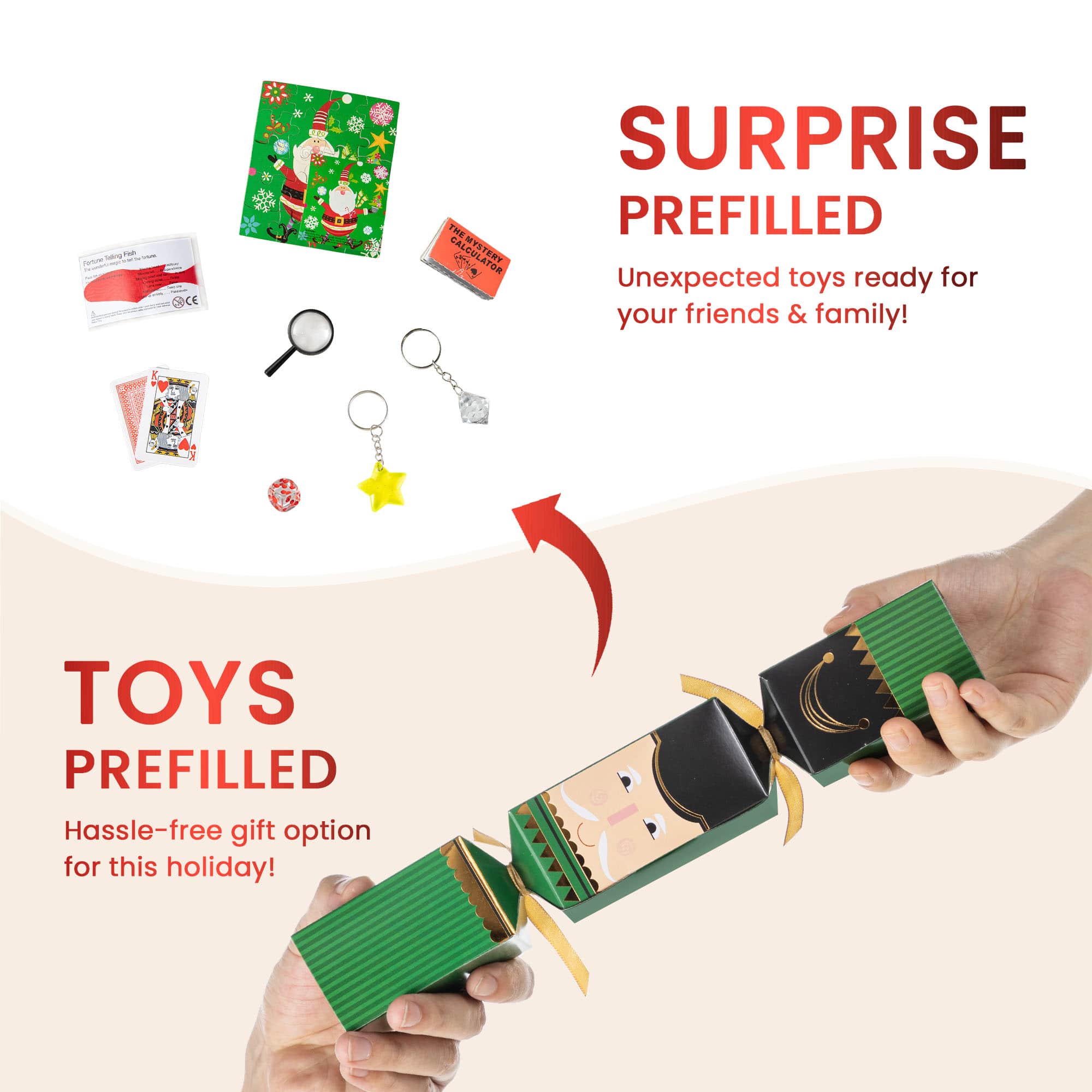 Glitzhome&#xAE; 8PK 2&#x22;D x 12&#x22;H Nutcracker Christmas Party Crackers with Gift Contents
