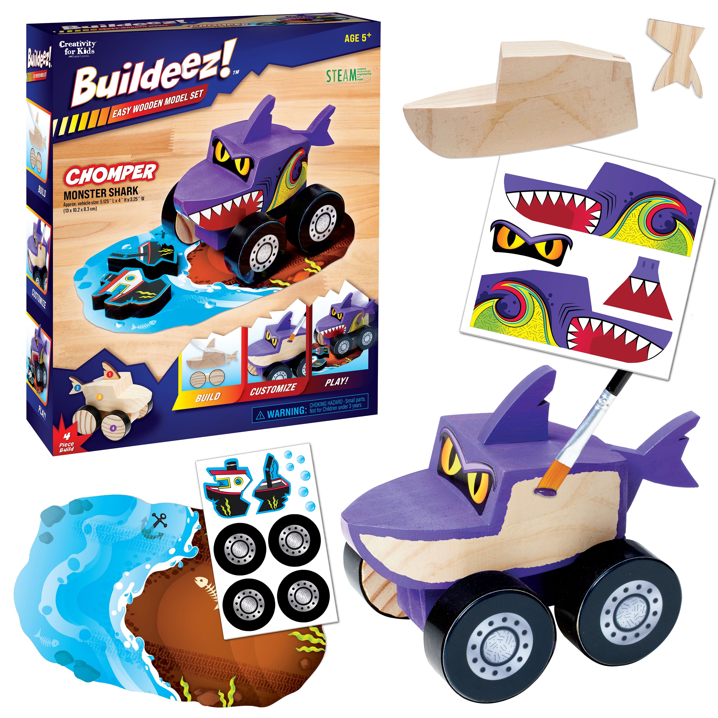 Creativity for Kids&#xAE; Buildeez!&#x2122; Chomper Monster Shark Easy Wooden Model Kit