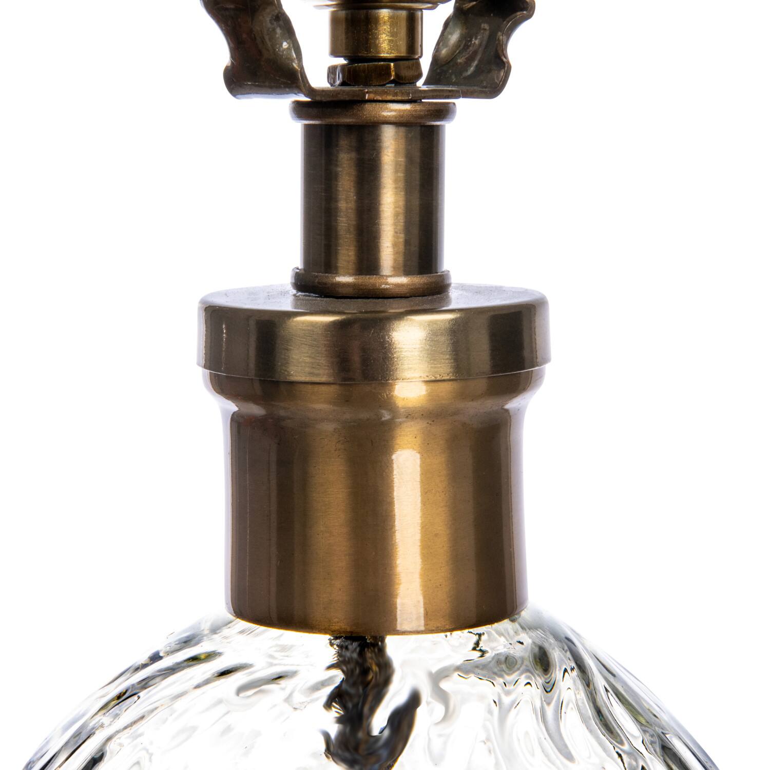 2ft. Textured Glass Base Table Lamp with White Cotton Drum Shade