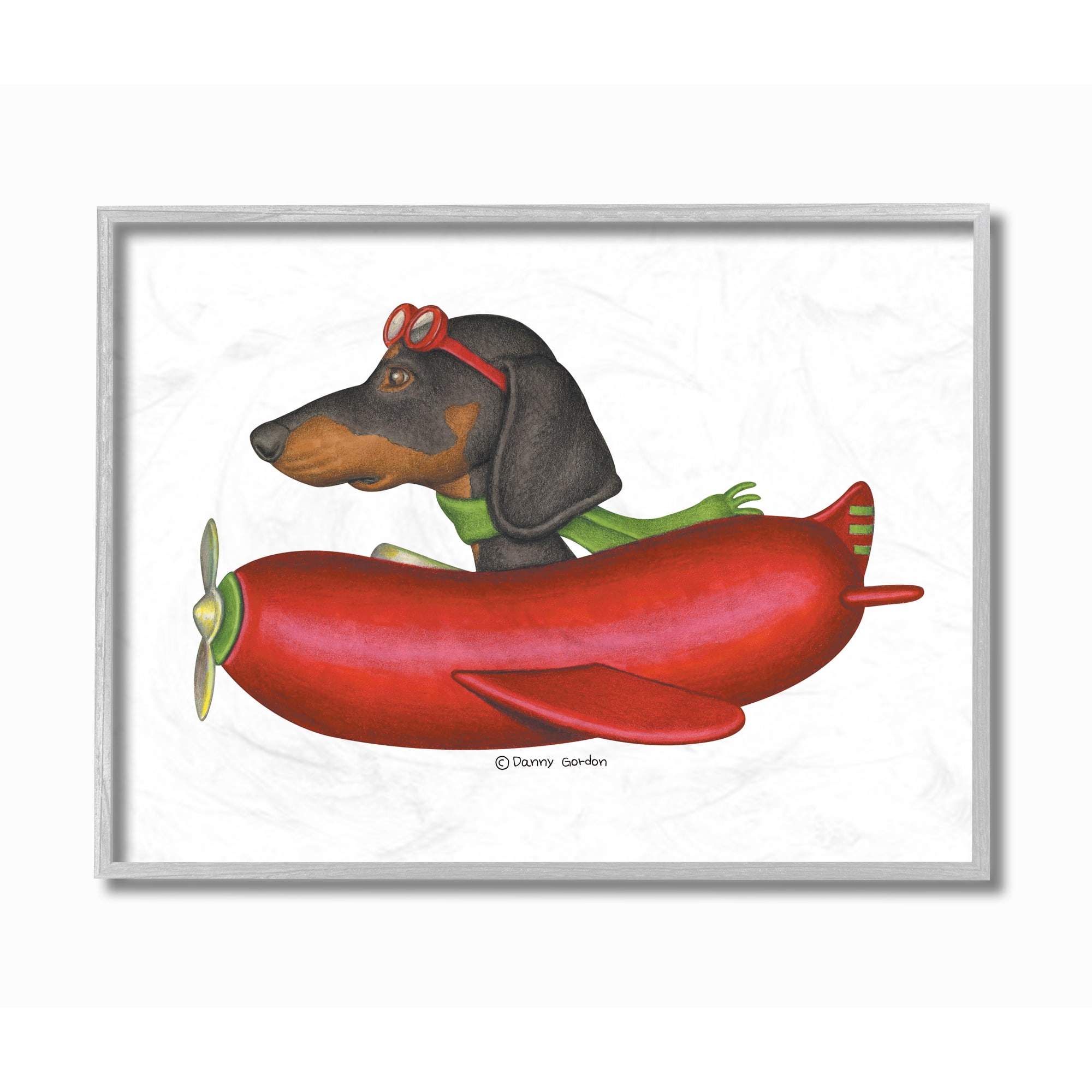 Stupell Industries Dachshund Flying In Weenie Mobile Illustration