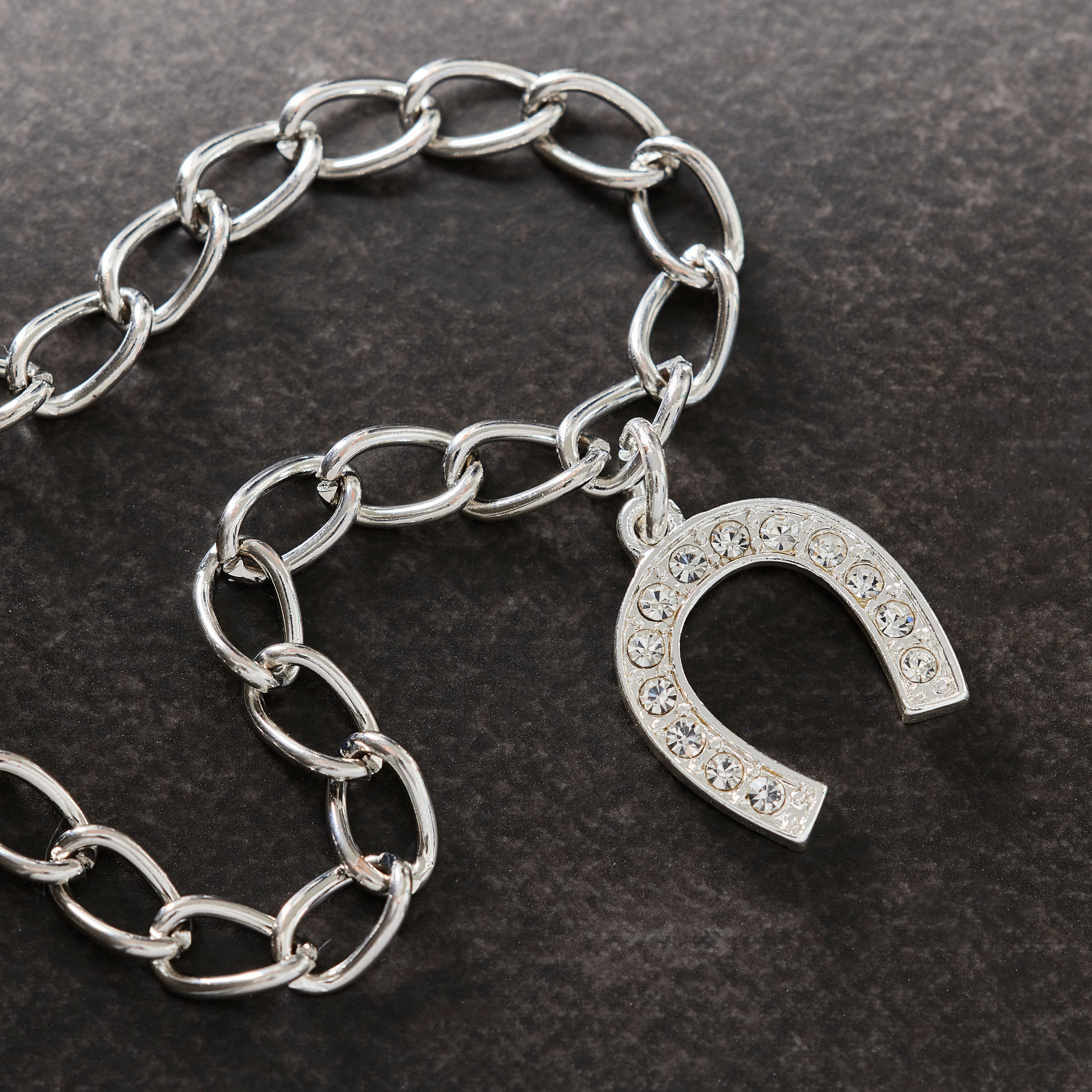 Silver Plated Pav&#xE9; Horseshoe Charm by Bead Landing&#x2122;
