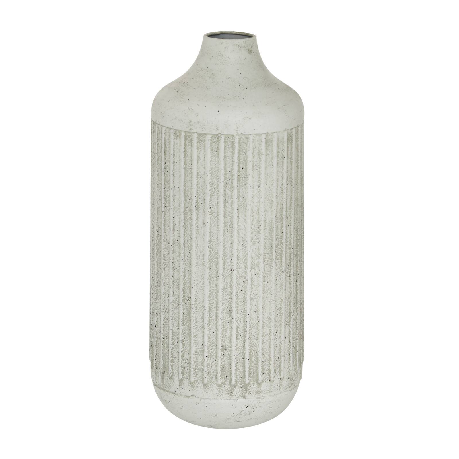 White Metal Contemporary Style Vase, 17&#x22; x 7&#x22; x 7&#x22;