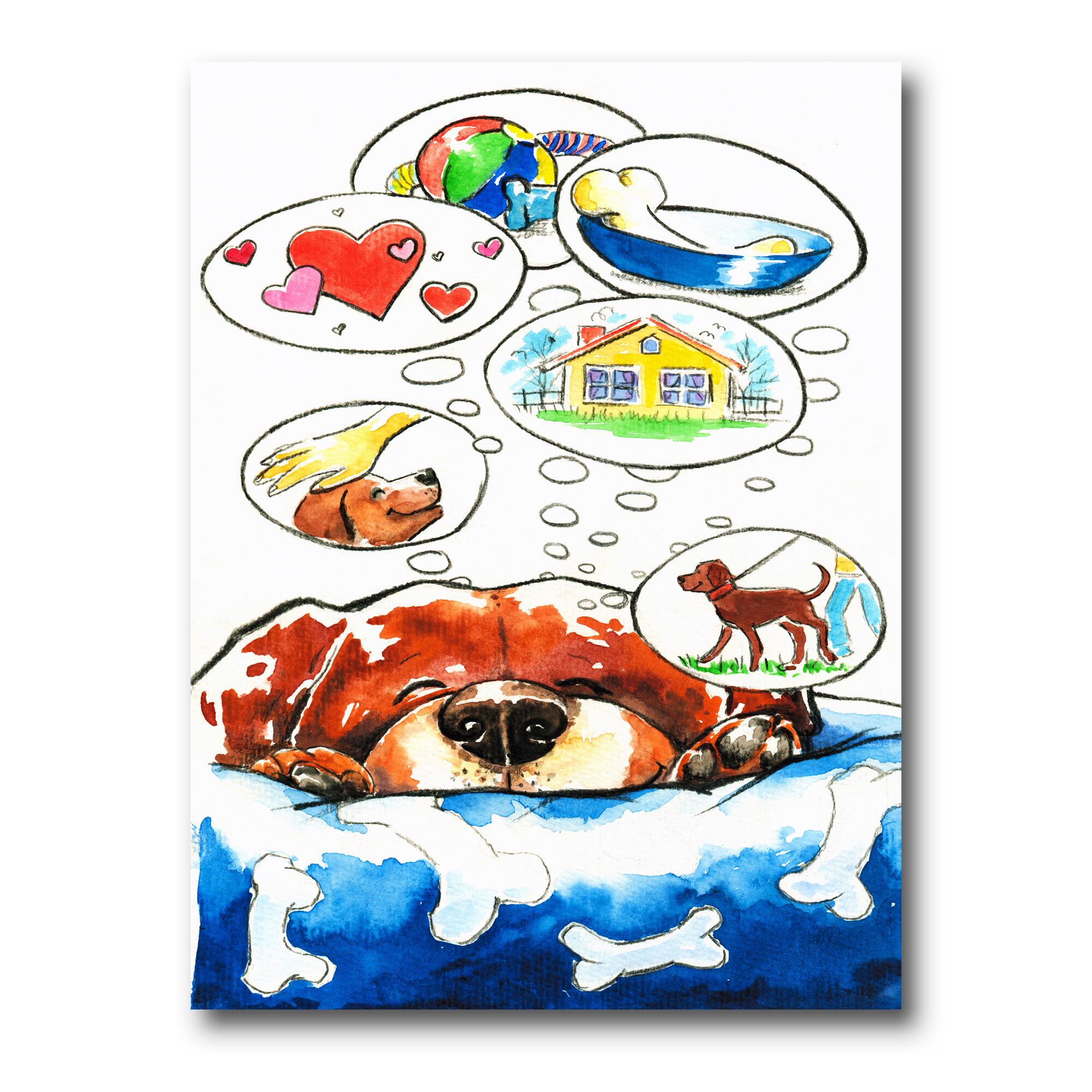 Designart - Dog Dreams - Children&#x27;s Art Canvas Wall Art Print