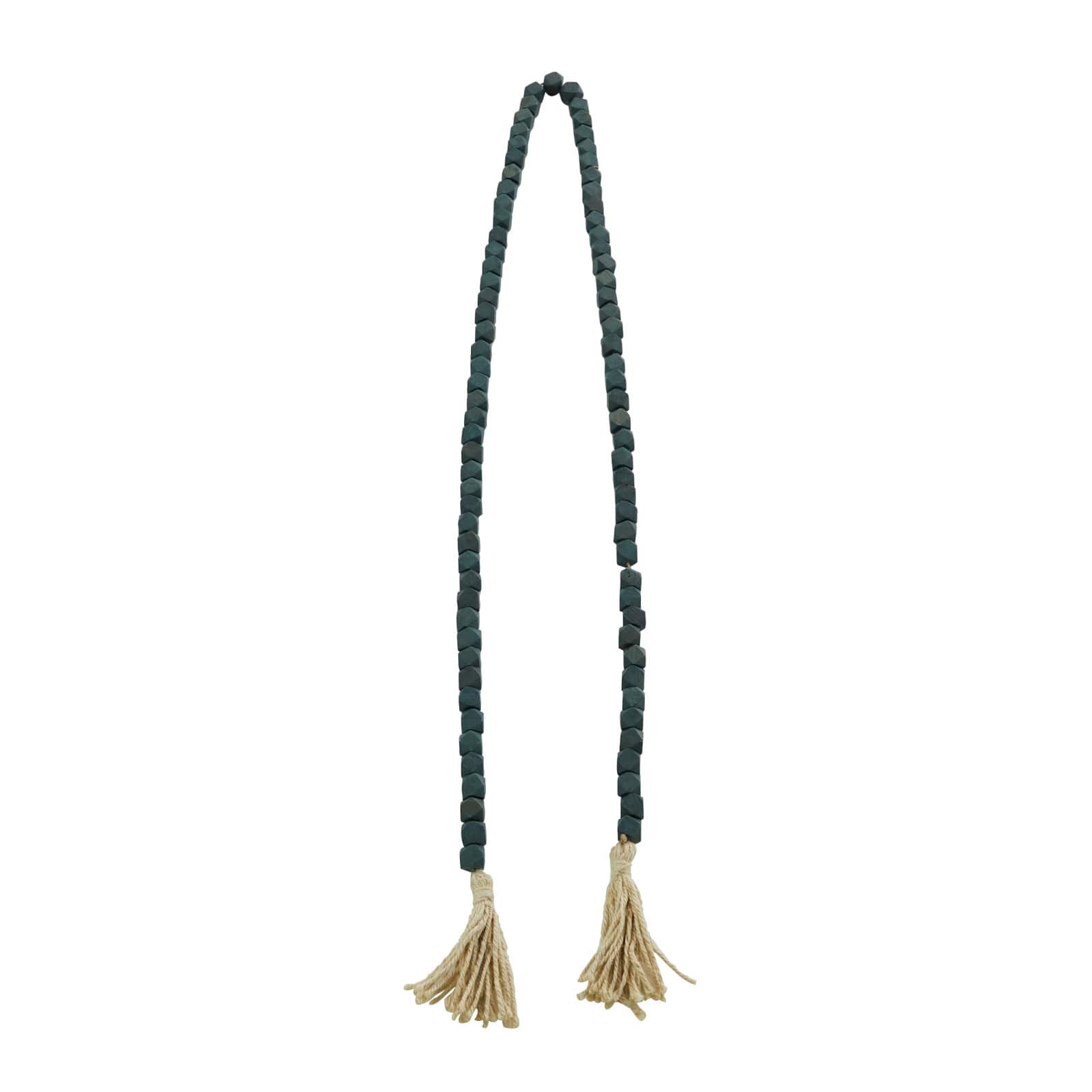 80" Bohemian Mango Wood Beads with Tassels Garland