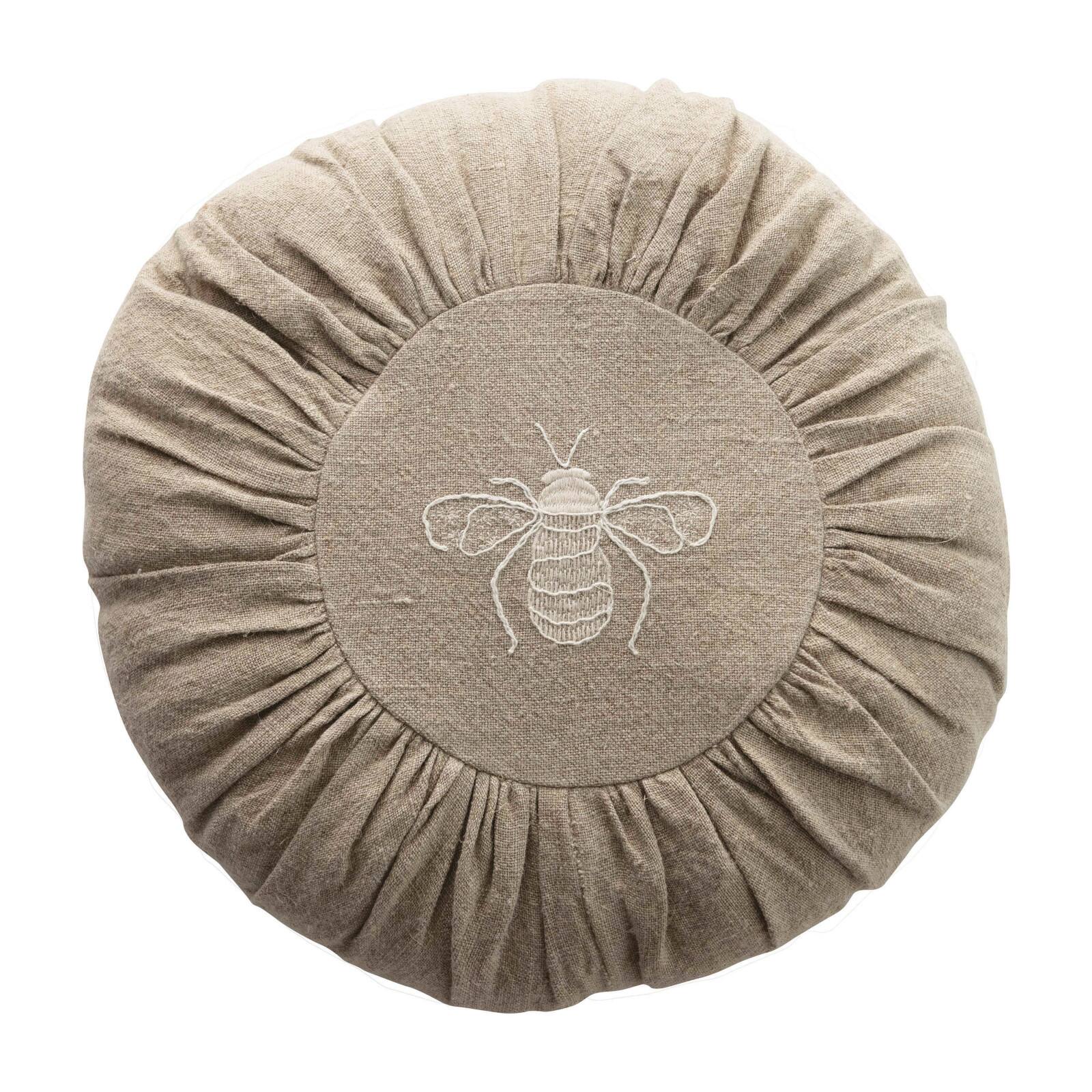 embroidered bee pillow