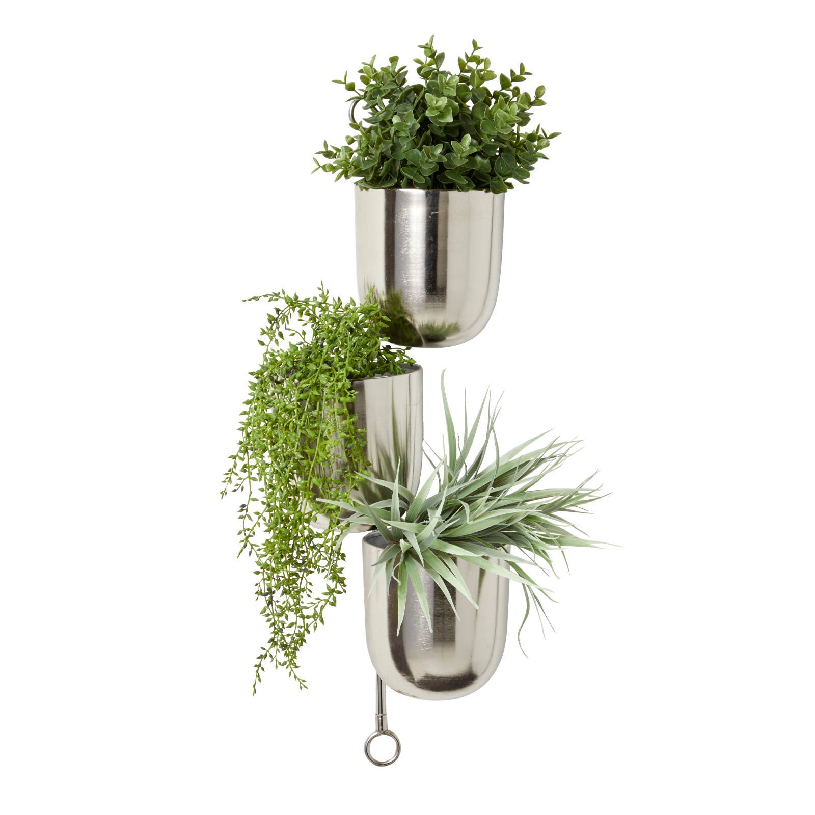 25&#x22; Silver Metal Contemporary Wall Planter