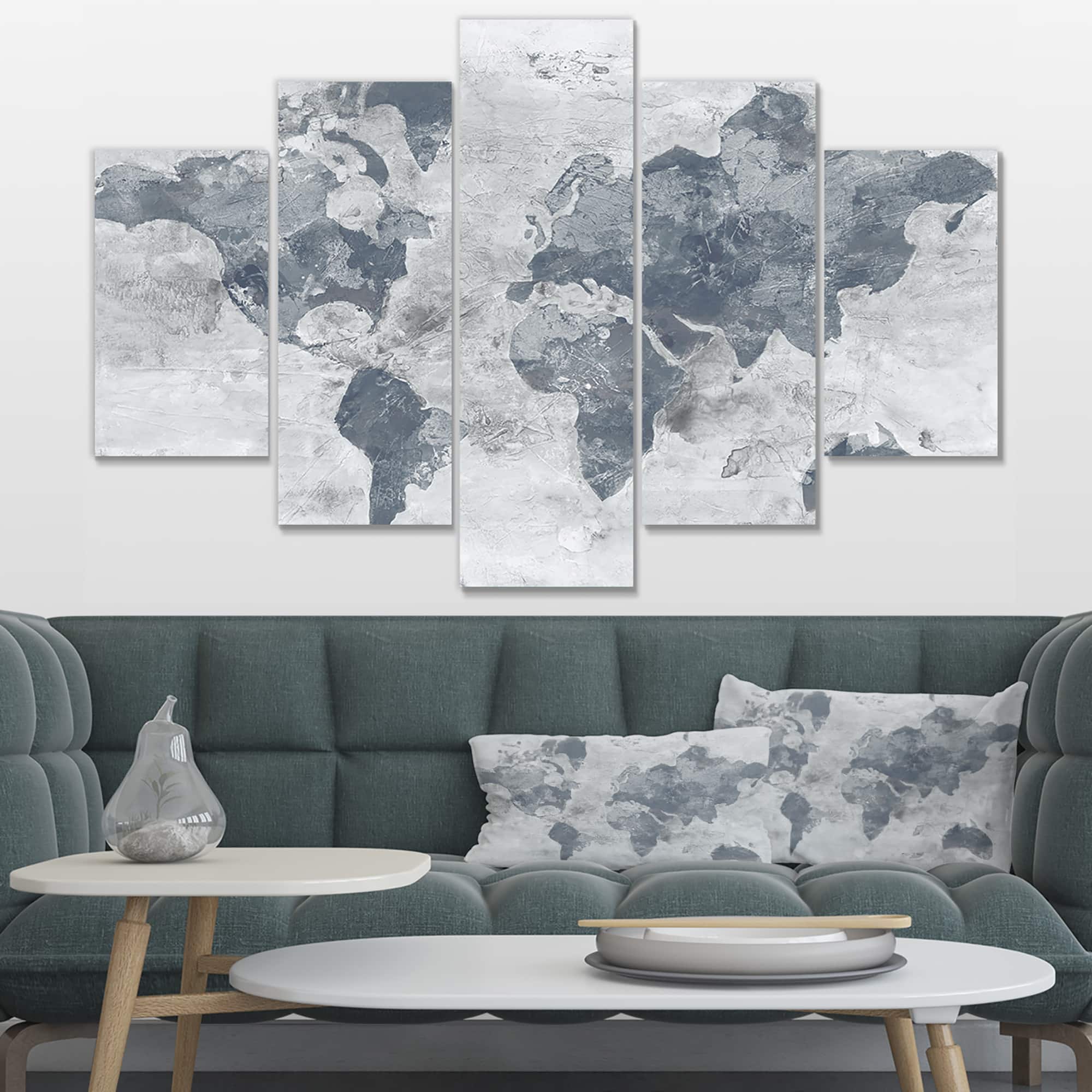 Designart - Golden Grey World Neutral - Traditional Canvas Art