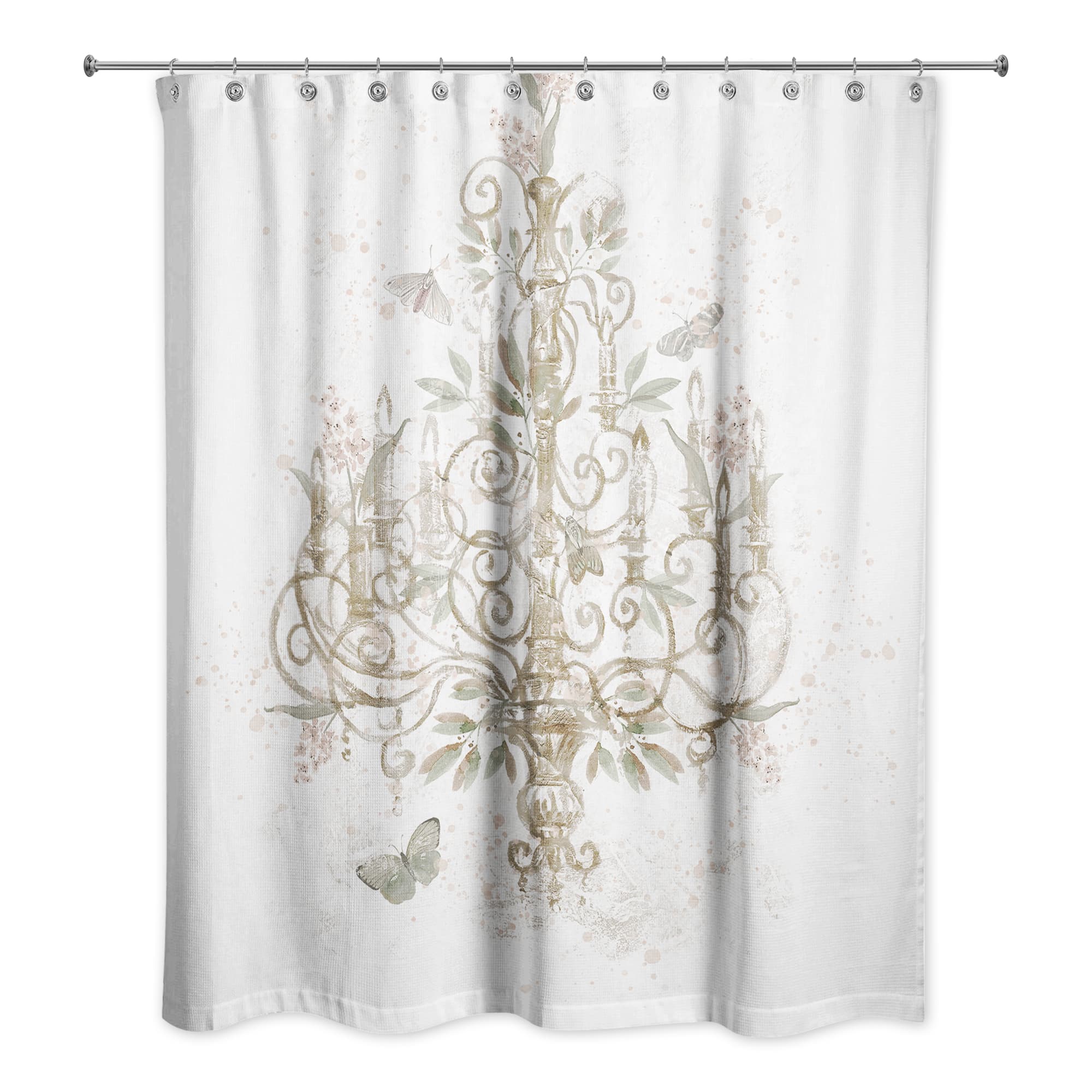 Soft Sage and Blush Chandelier 71" x 74" Shower Curtain