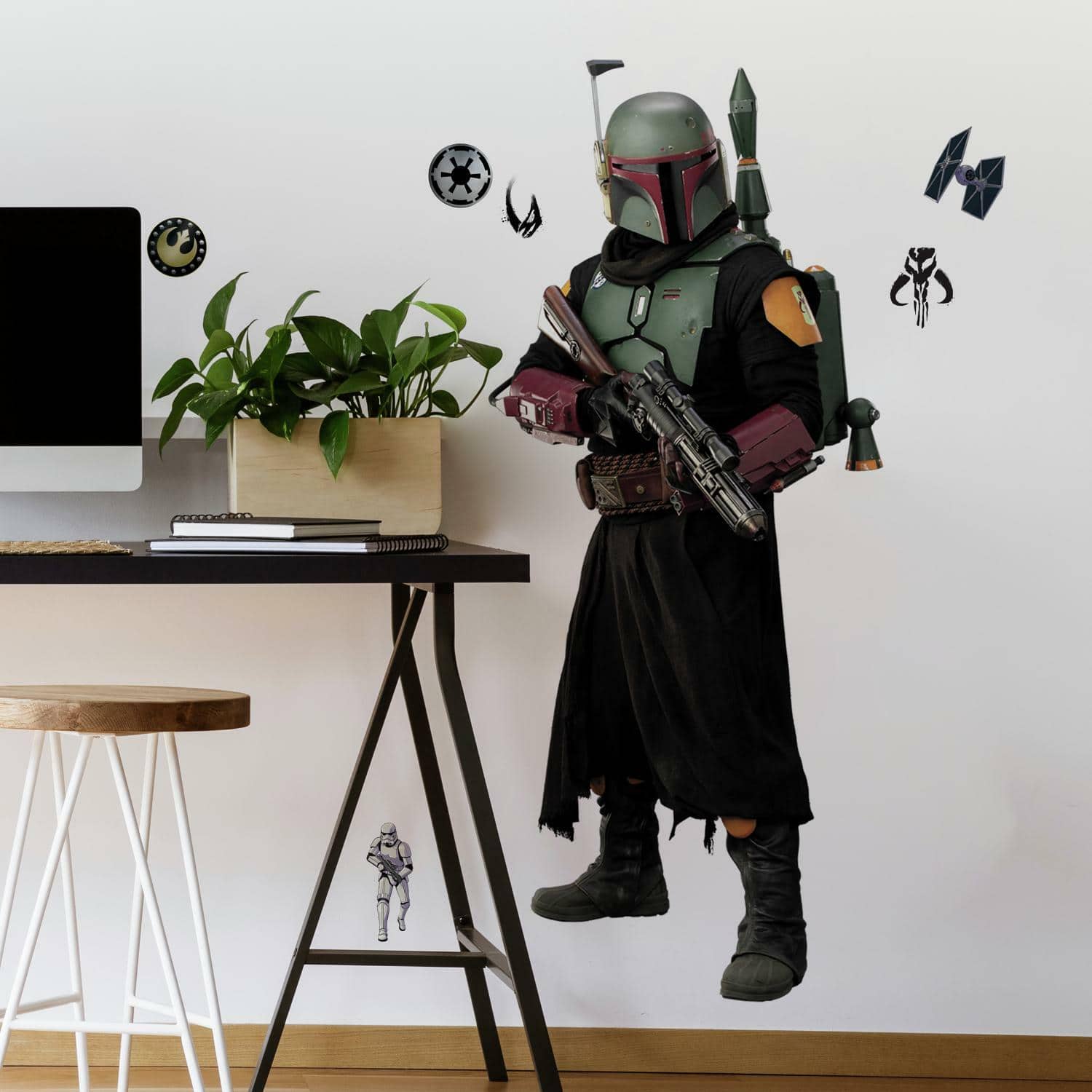 RoomMates Star Wars The Mandalorian Boba Fett Peel &#x26; Stick Giant Wall Decal