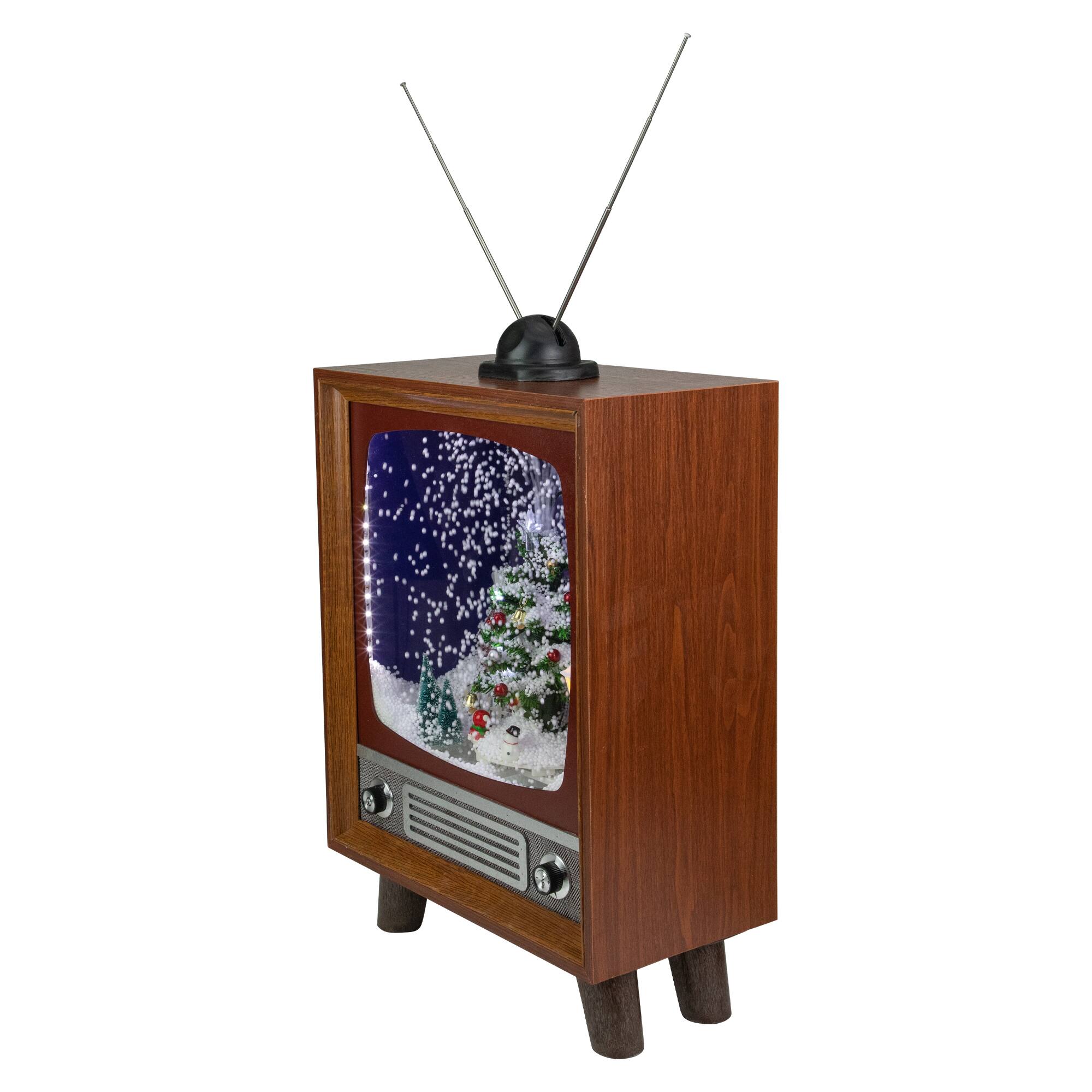 21" LED Lighted Musical Snowing Christmas Tree TV Set Decoration