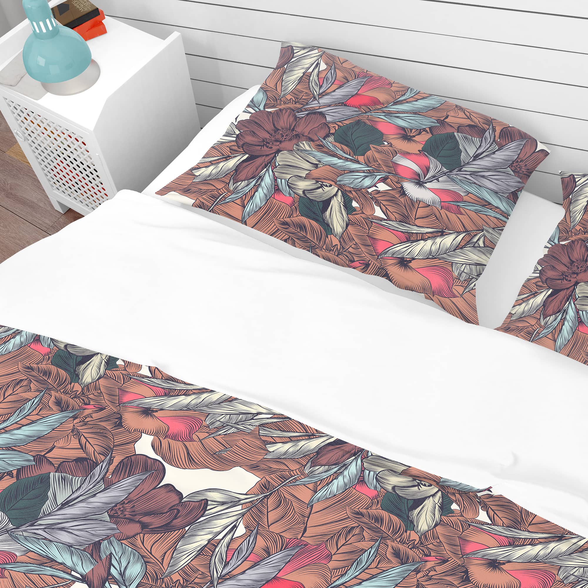 Designart &#x27;Floral Botanical Pattern with Engraved Flowers&#x27; Bohemian &#x26; Eclectic Bedding Set - Duvet Cover &#x26; Shams