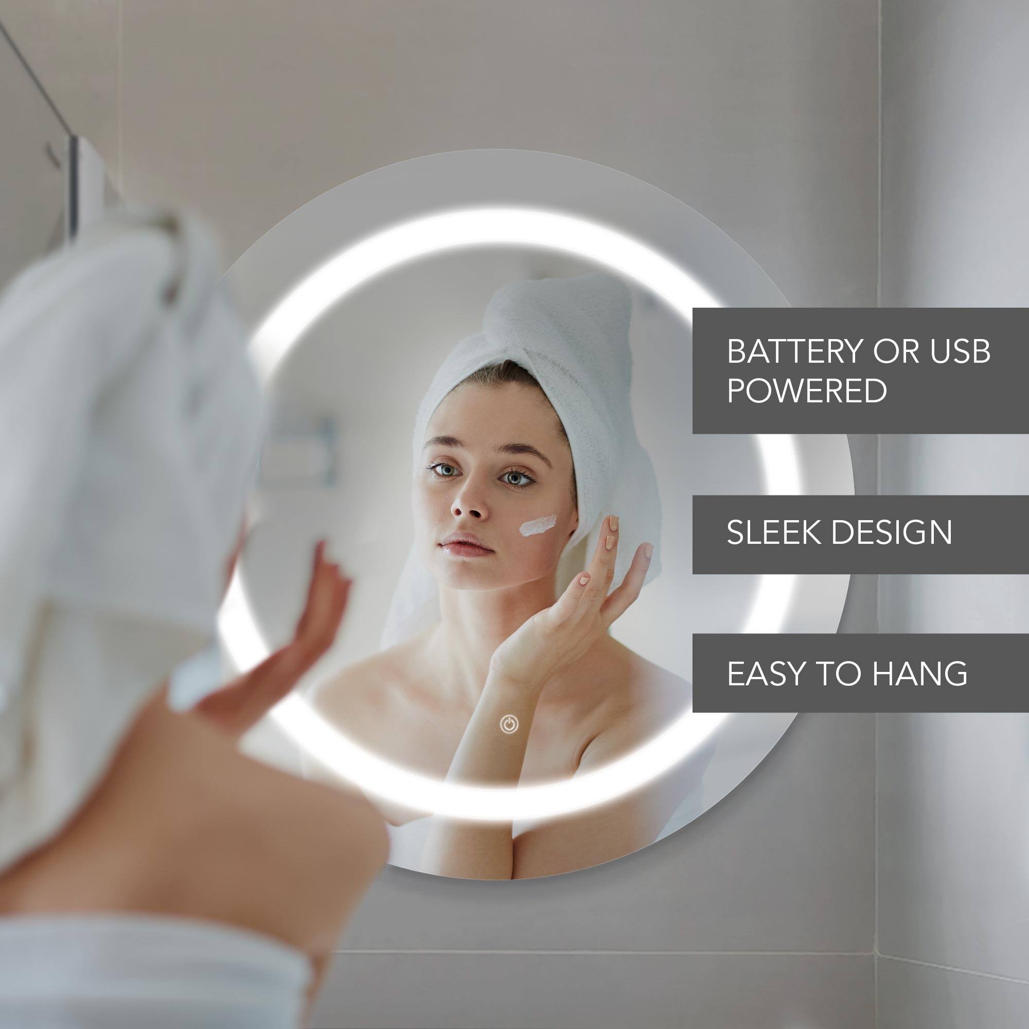 Head West LED Vanity Touch Sensor Circular Wall Mirror
