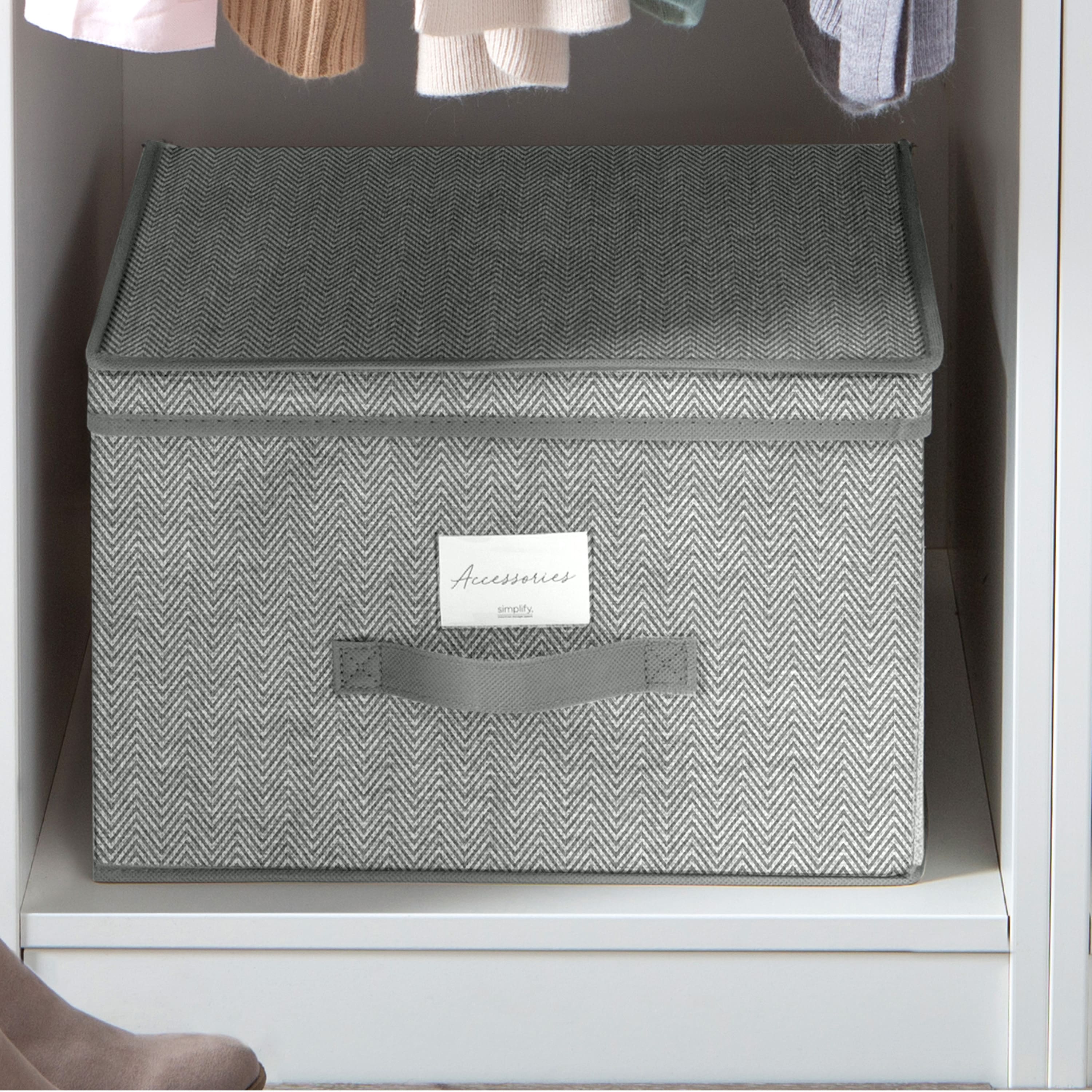 Simplify 16" Herringbone Gray Storage Box